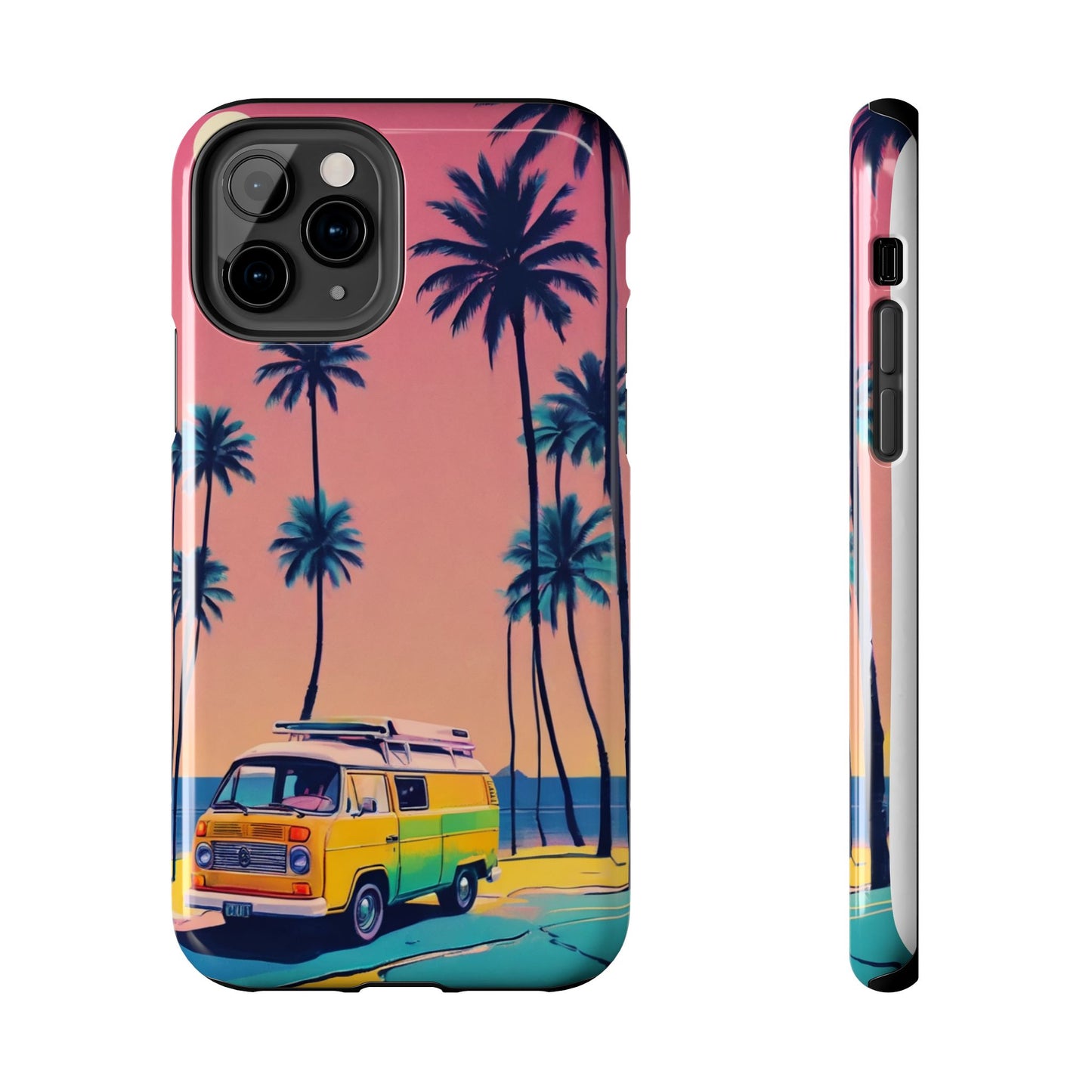 Tropical Beach Vibe Tough Phone Case - Vintage Van Design - for iPhone