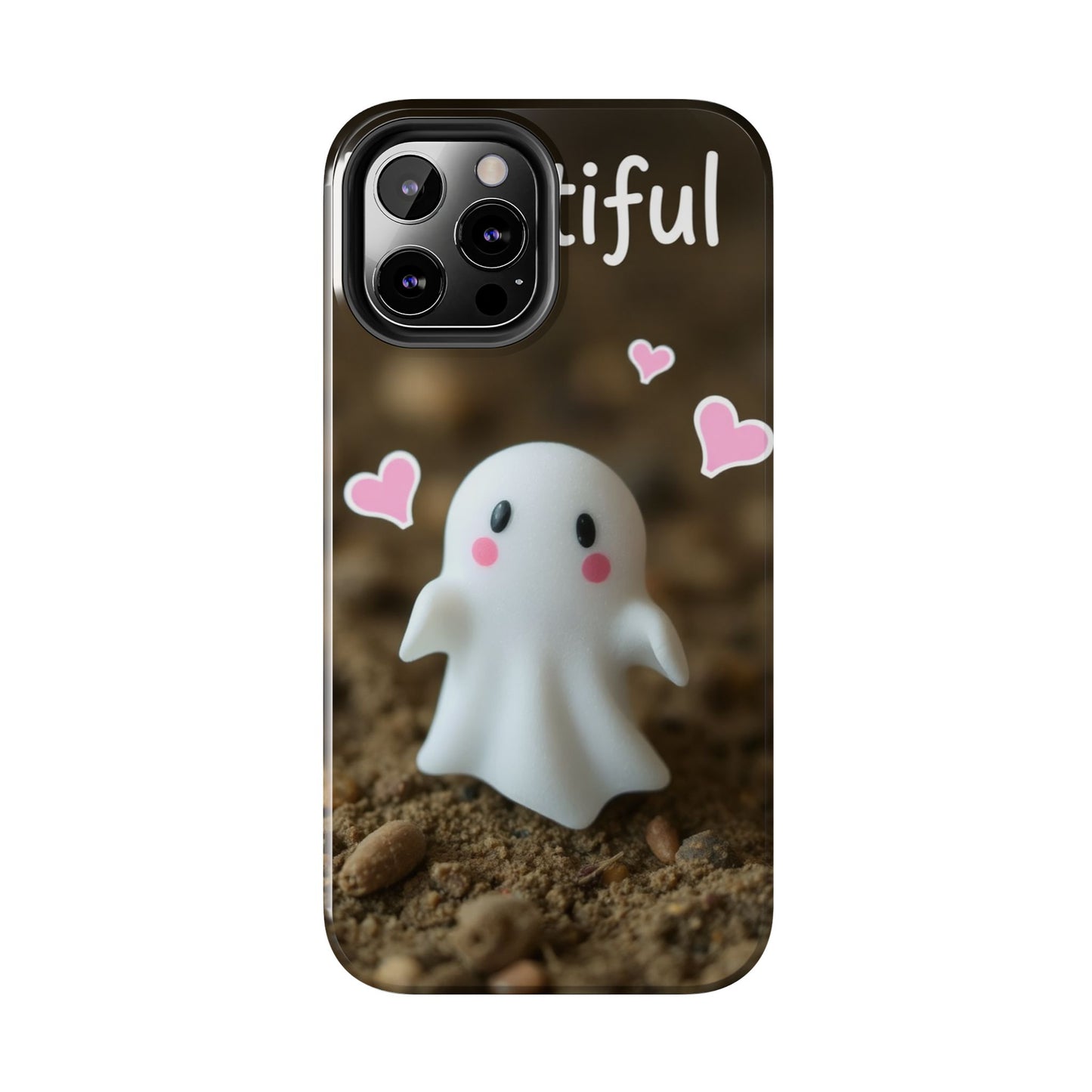 Cute Ghost Tough Phone Case - Beautiful Design with Heart Accents