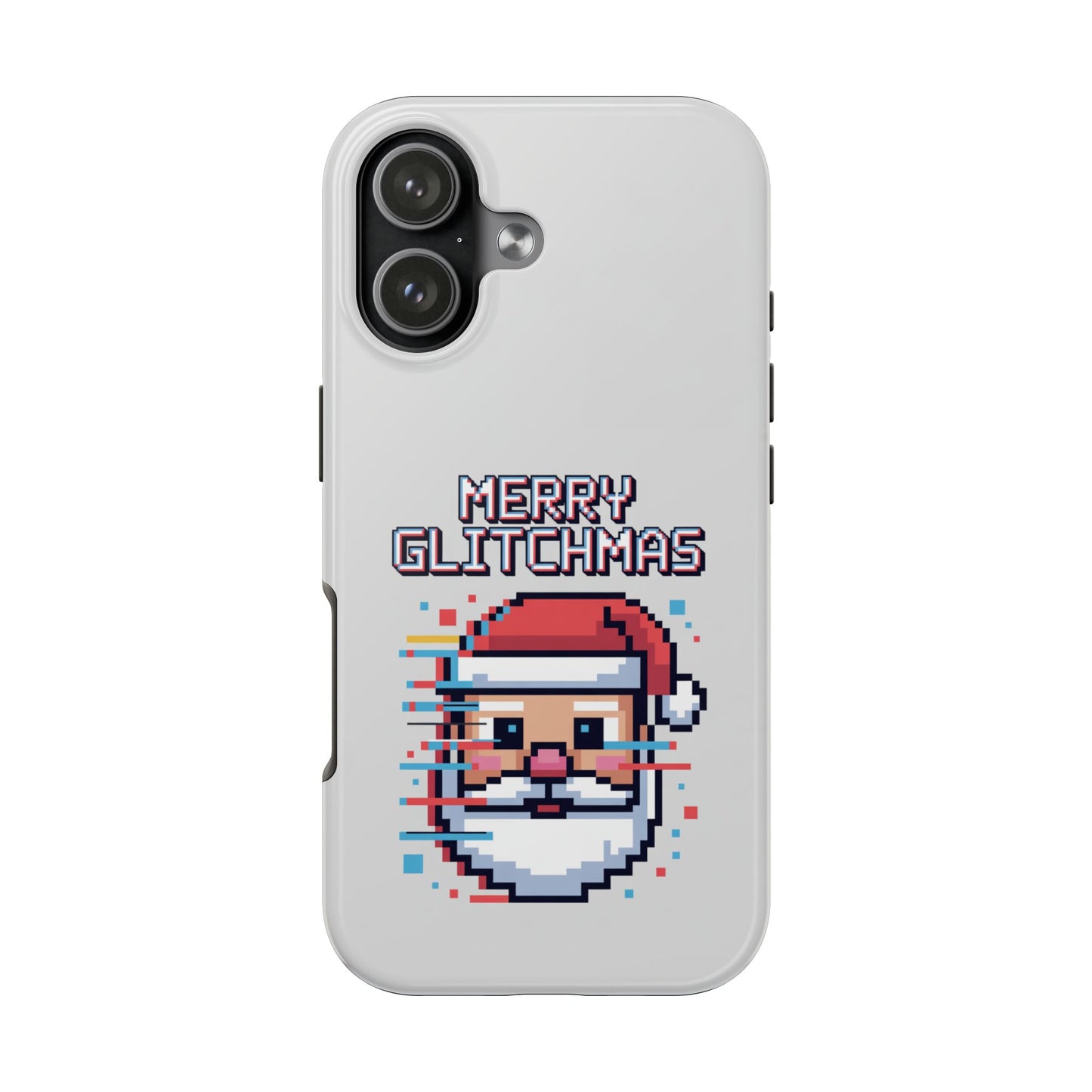 Merry Glitchmas Phone Case - Christmas Pixel Art Design for iPhone
