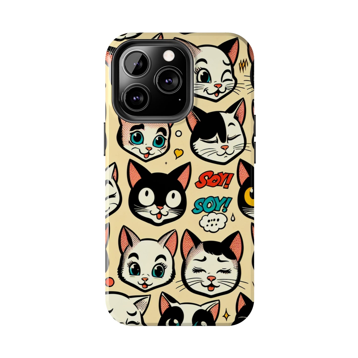 Playful Cat-Themed Tough Phone Case - Pet Pattern - for iPhone
