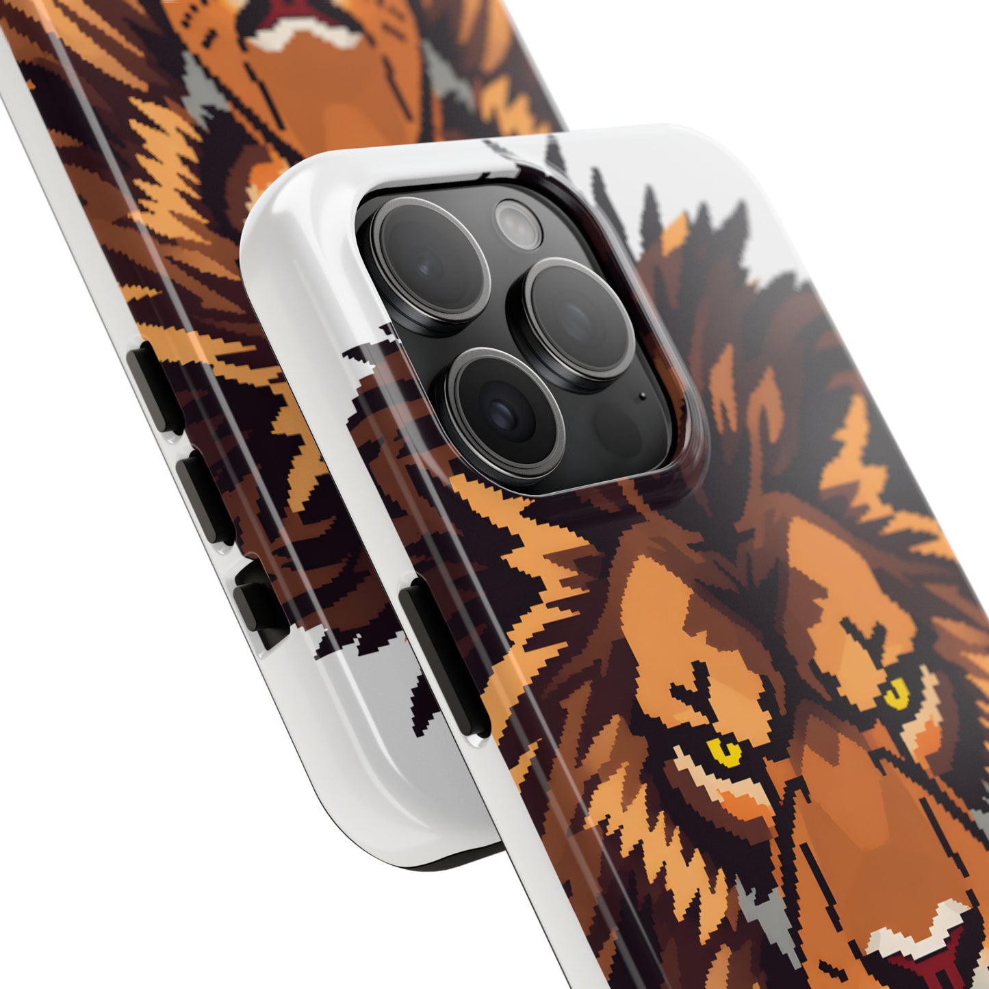 Fierce Pixelated Lion Tough Phone Case - Durable Design for Animal Lovers - for iPhone