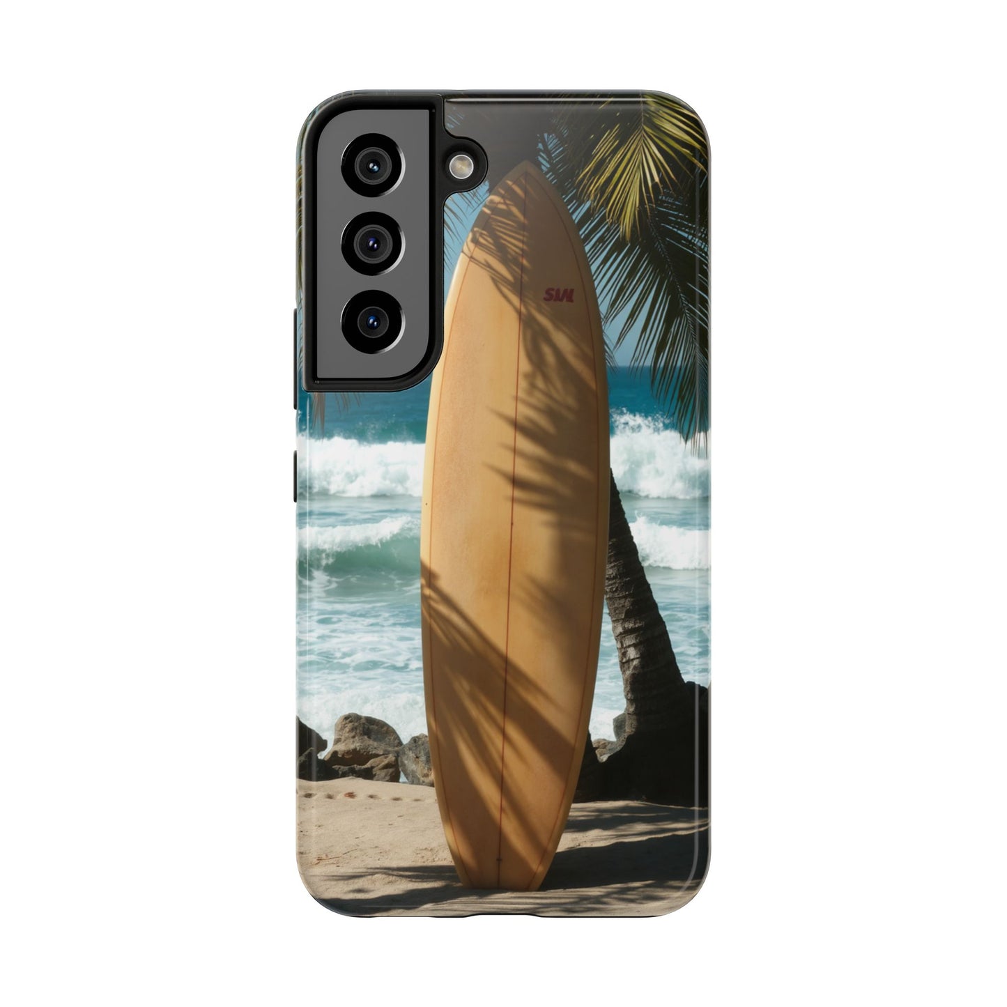 Tough Surfing Phone Case - Beach Vibes with Palm Trees & Surfboard
