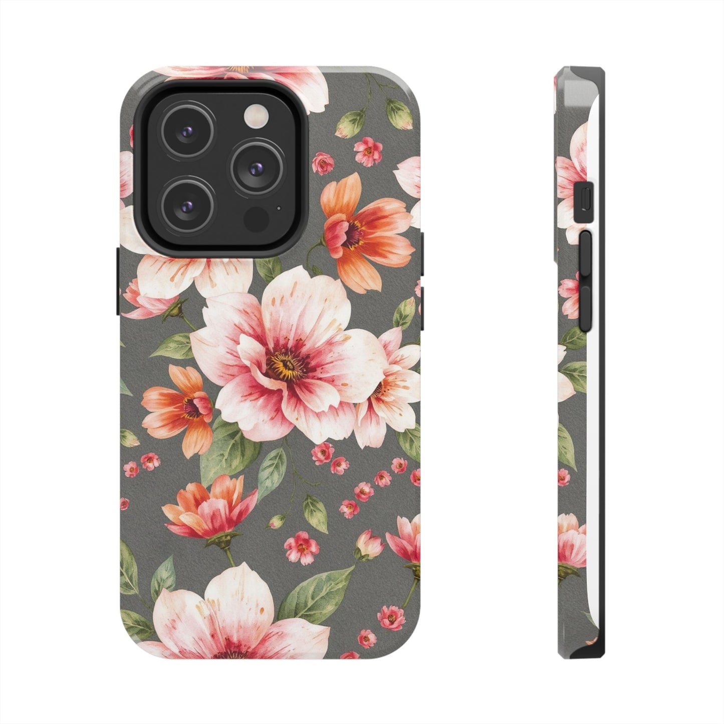 Floral Pink Tough Phone Case - Stylish & Durable Floral Design - for iPhone
