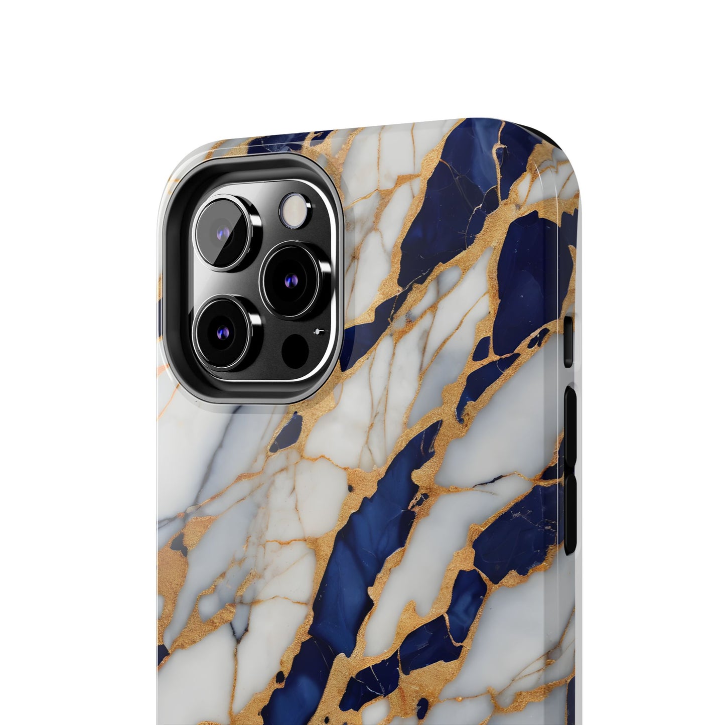Stunning Marble Tough Phone Case - Elegant Blue & Gold Design Stylish Protection - for iPhone