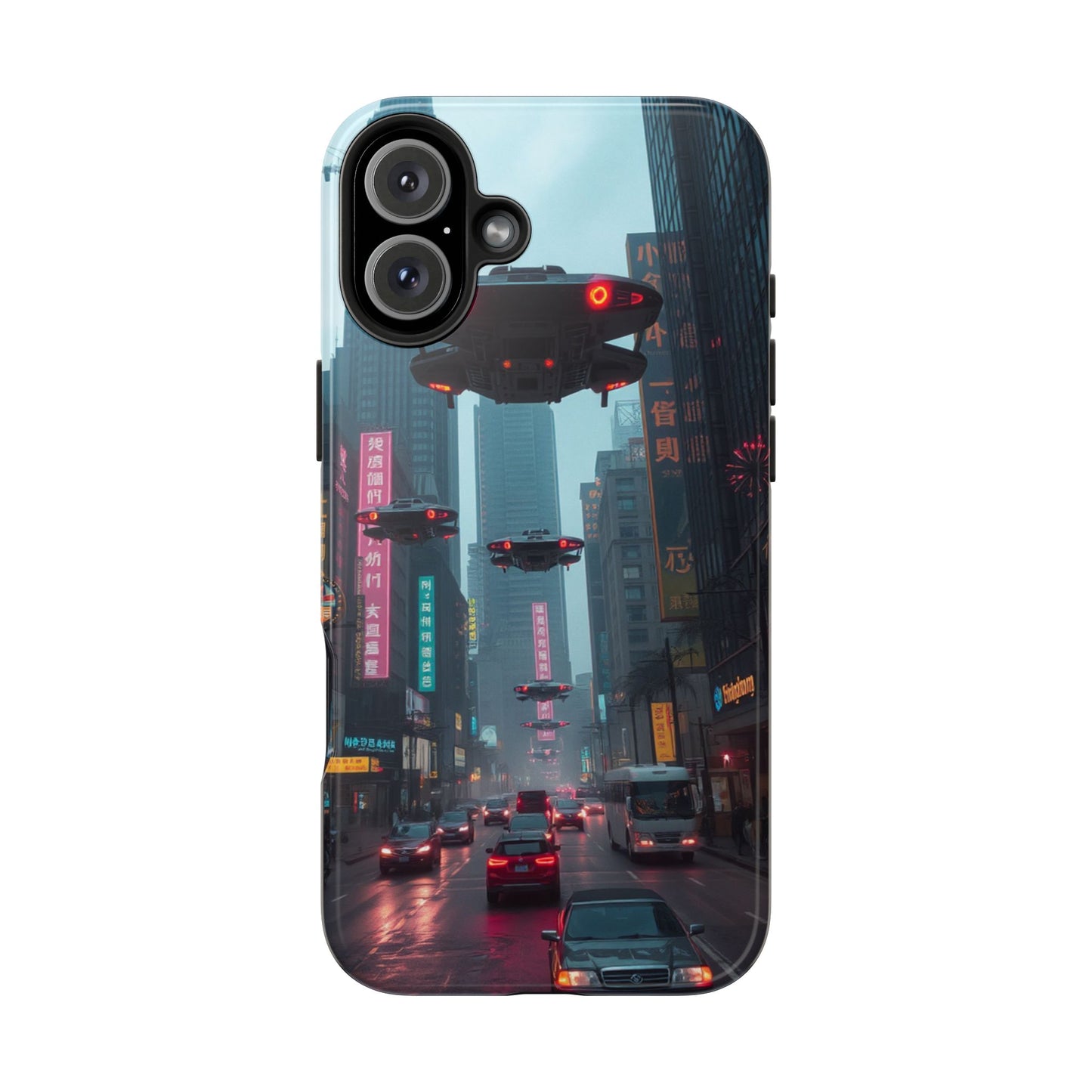 Futuristic City Tough Phone Case - Sci-Fi Design for Urban Explorers