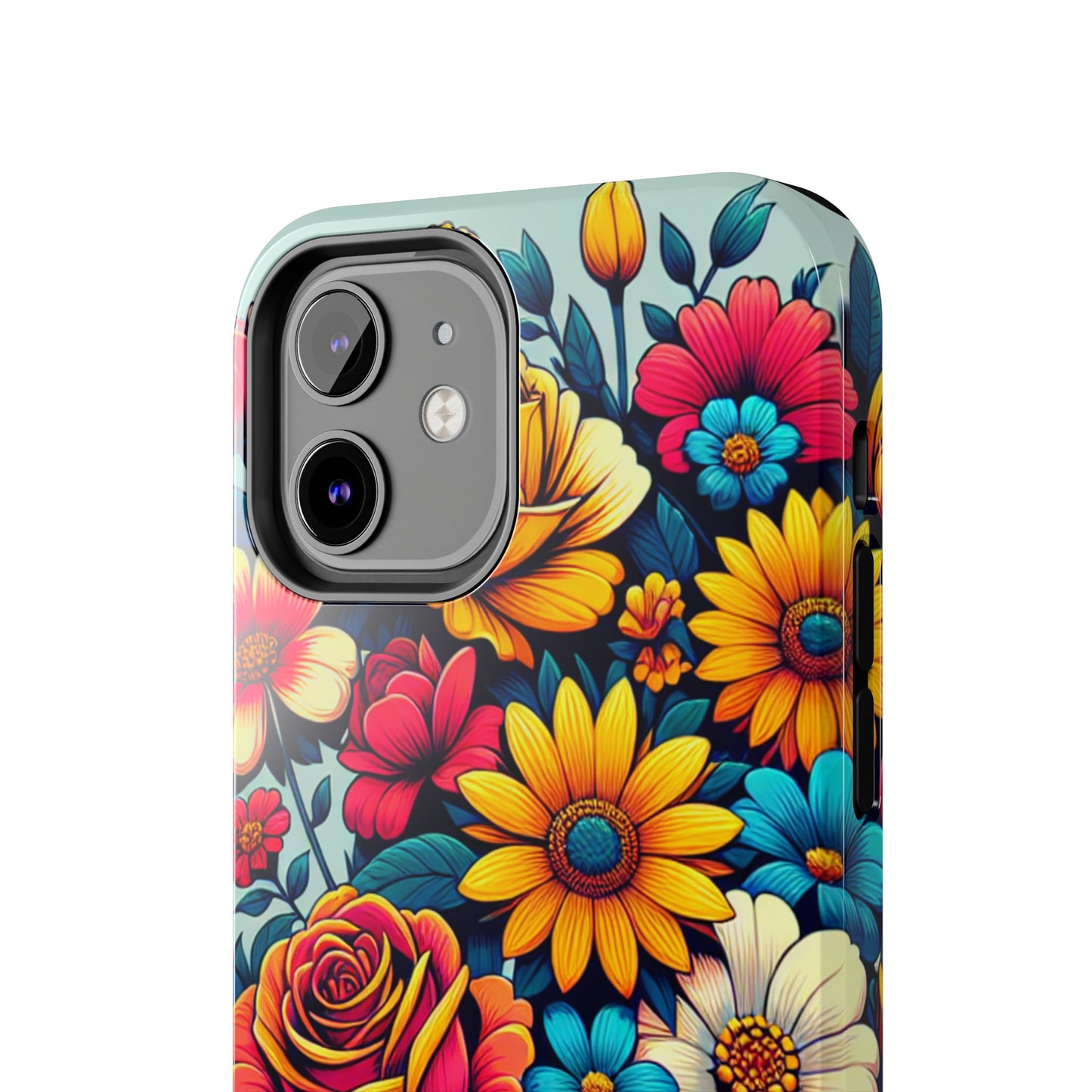 Vibrant Floral Tough Phone Case - Colorful Flower Design - for iPhone
