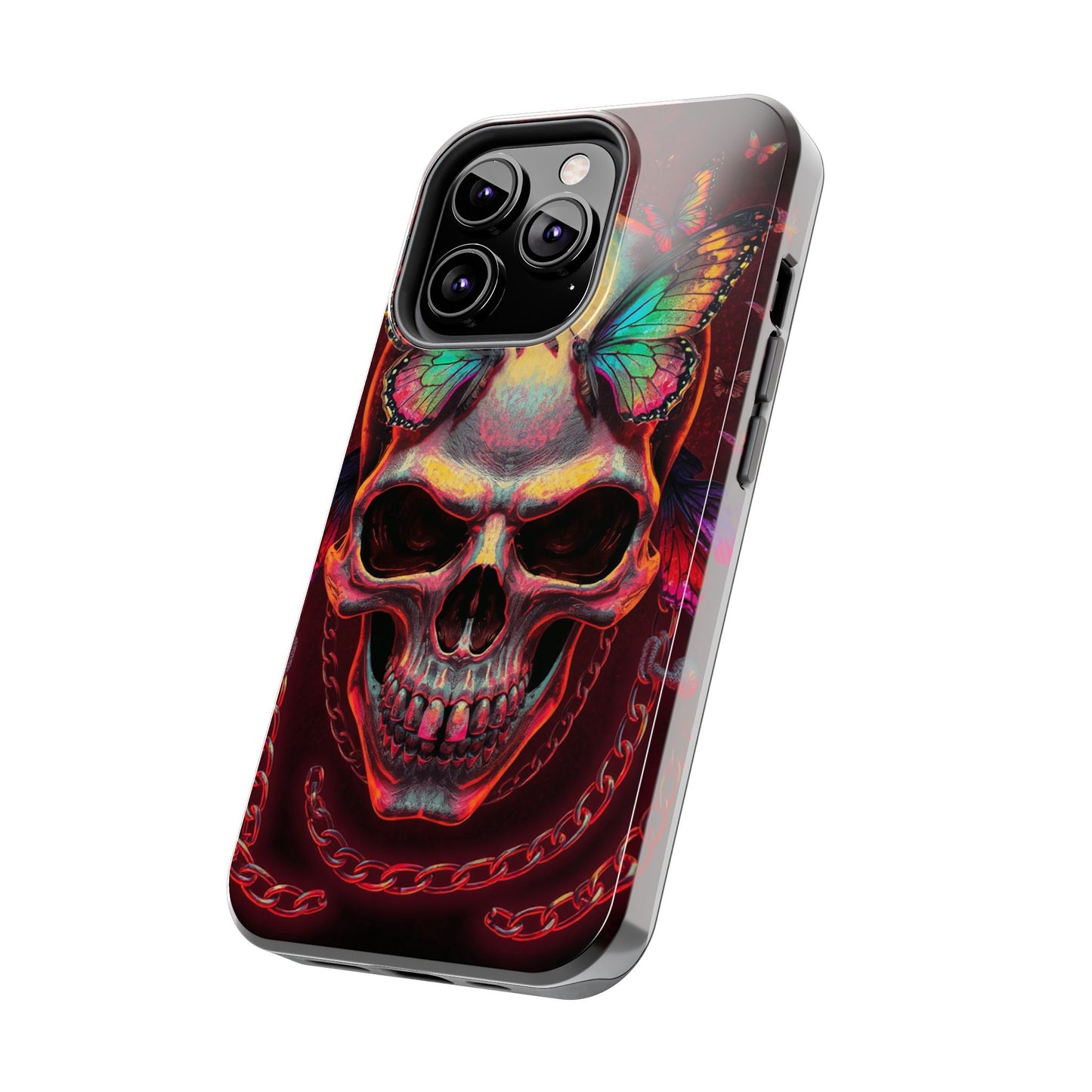 Gothic Skull Phone Case with Butterflies - Durable Tough Phone Case