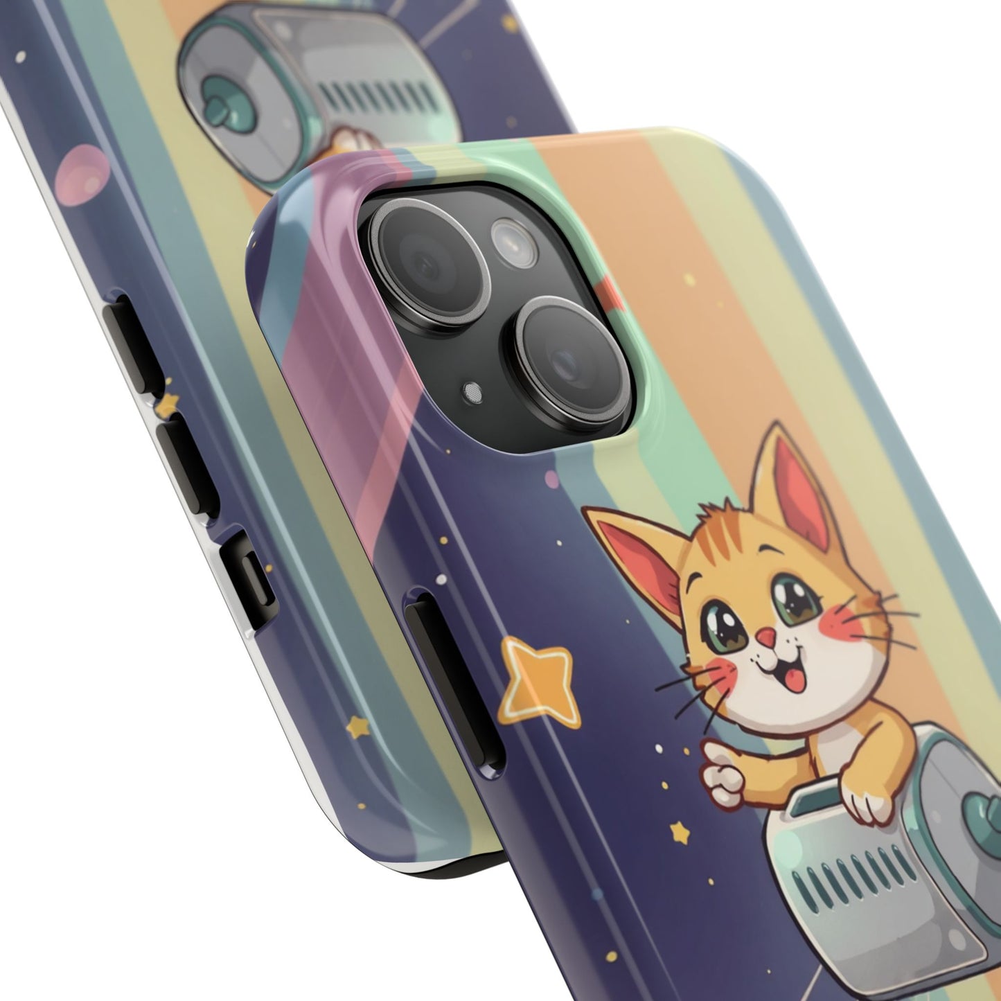 Cute Cat Rocket Phone Case - Vibrant and Playful Tough Case