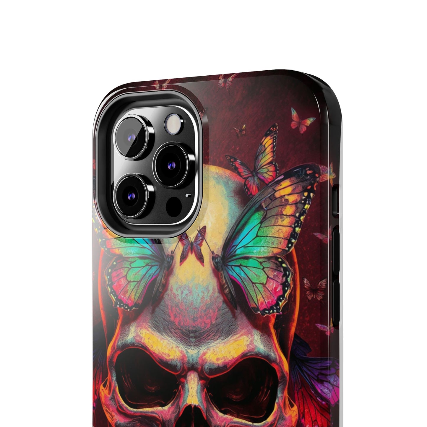 Gothic Skull Phone Case with Butterflies - Durable Tough Phone Case