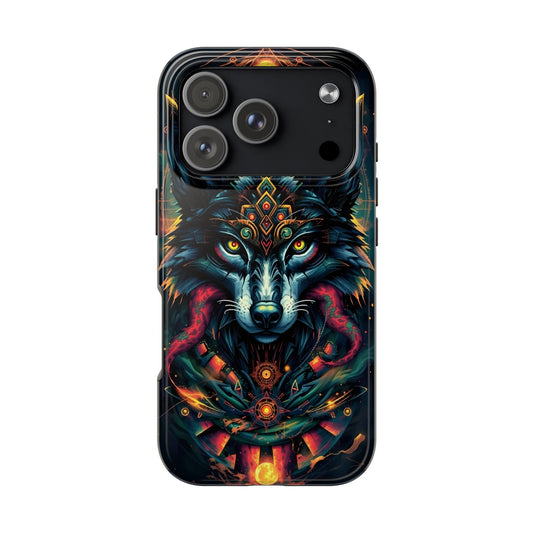 Vibrant Mystical Wolf Art Tough Phone Case - Durable & Unique Design for Animal Lovers - for iPhone