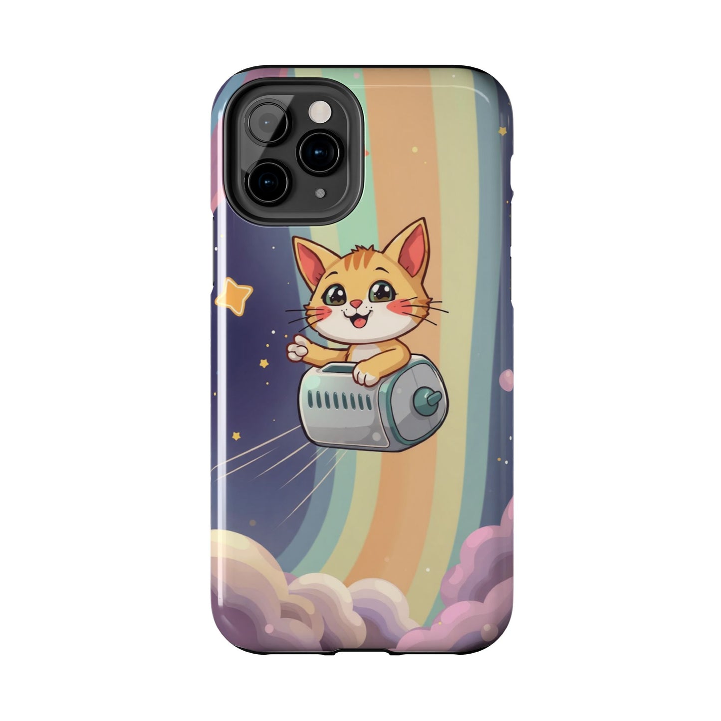 Cute Cat Rocket Phone Case - Vibrant and Playful Tough Case