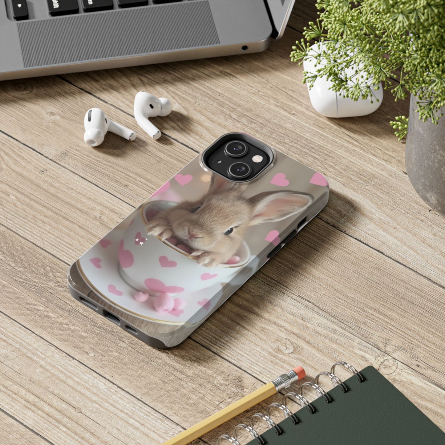 Adorable Bunny Phone Case with Heart Design - Cute Gift for Animal Lovers