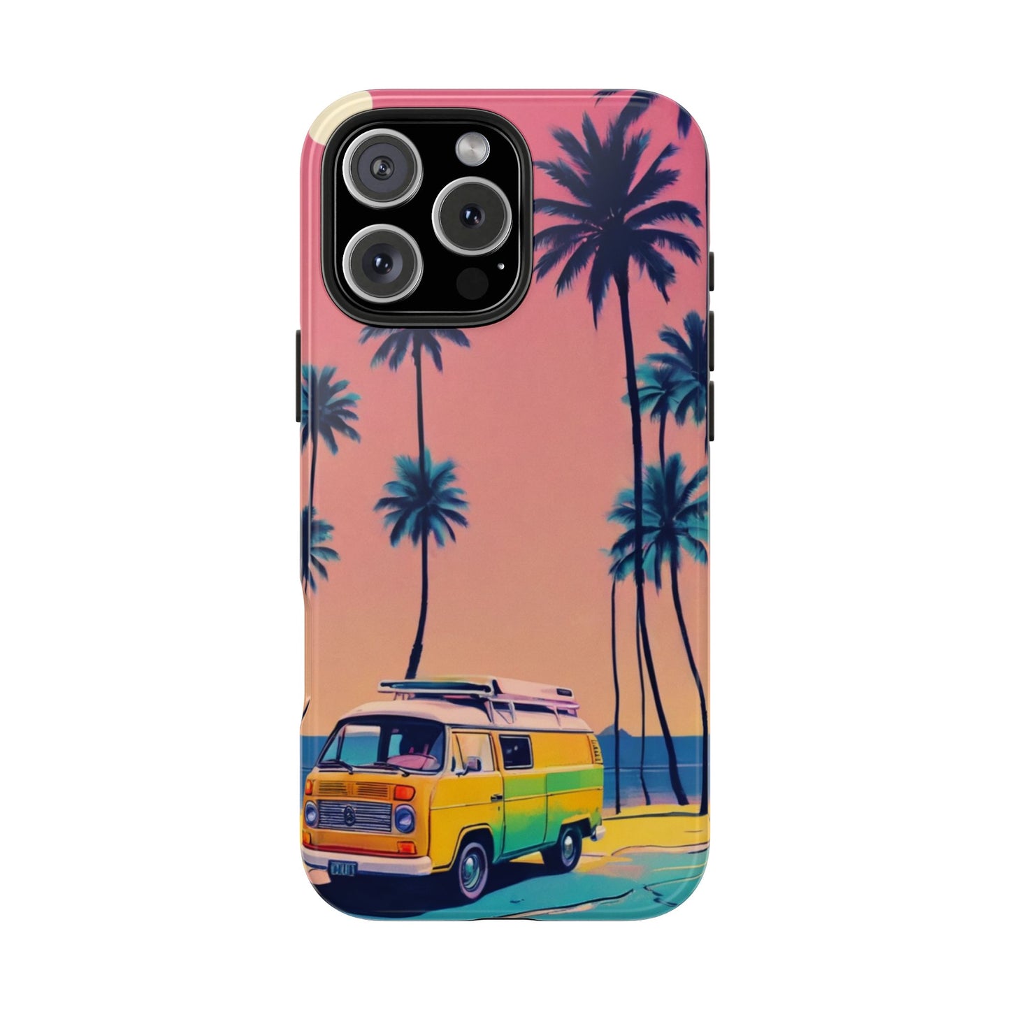 Tropical Beach Vibe Tough Phone Case - Vintage Van Design - for iPhone