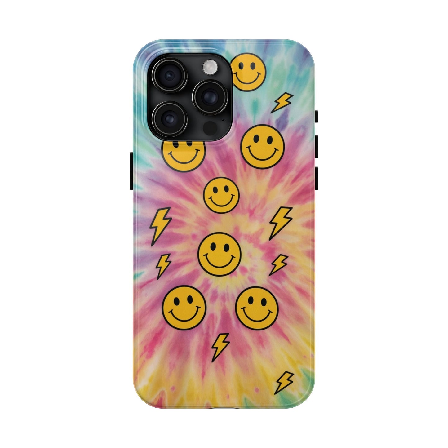 Colorful Smiley Lightning Tough Phone Case - Fun & Durable