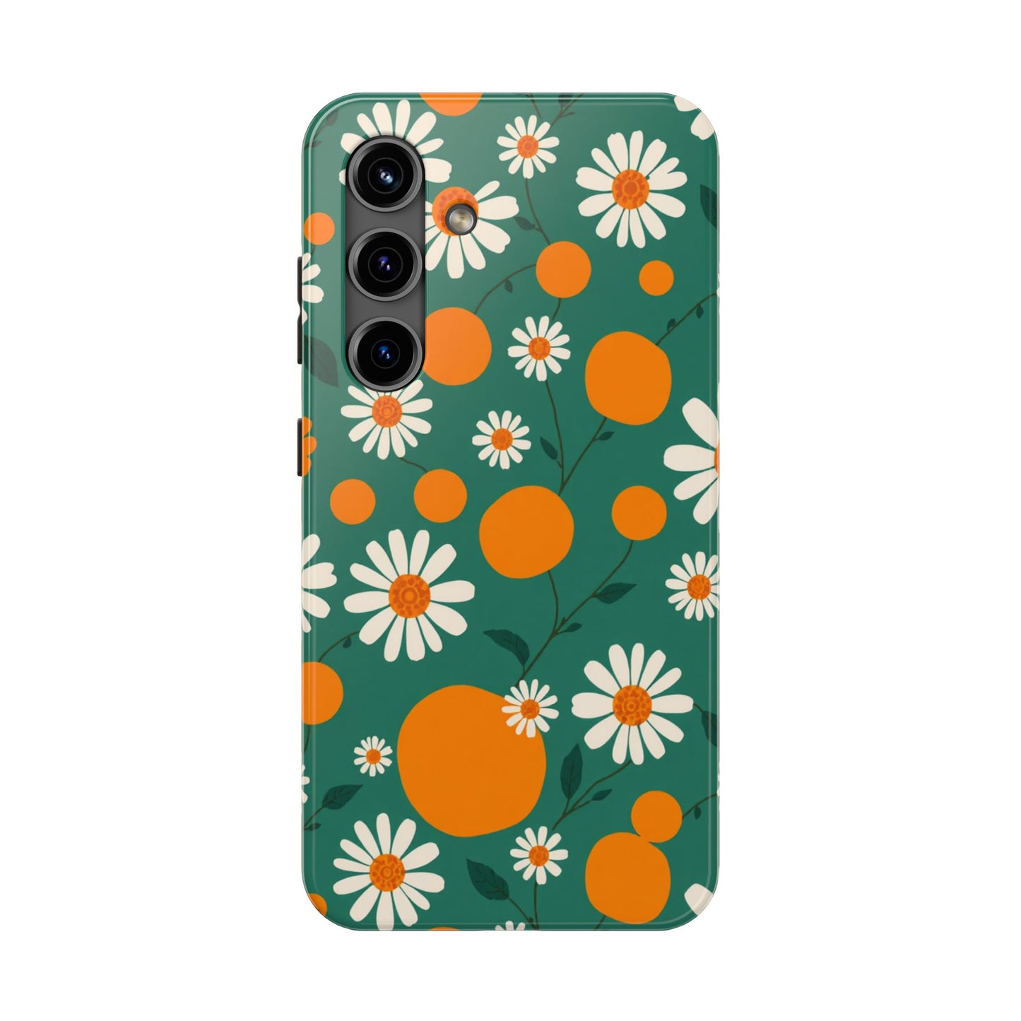 Floral Tough Phone Case - Daisy & Orange Design