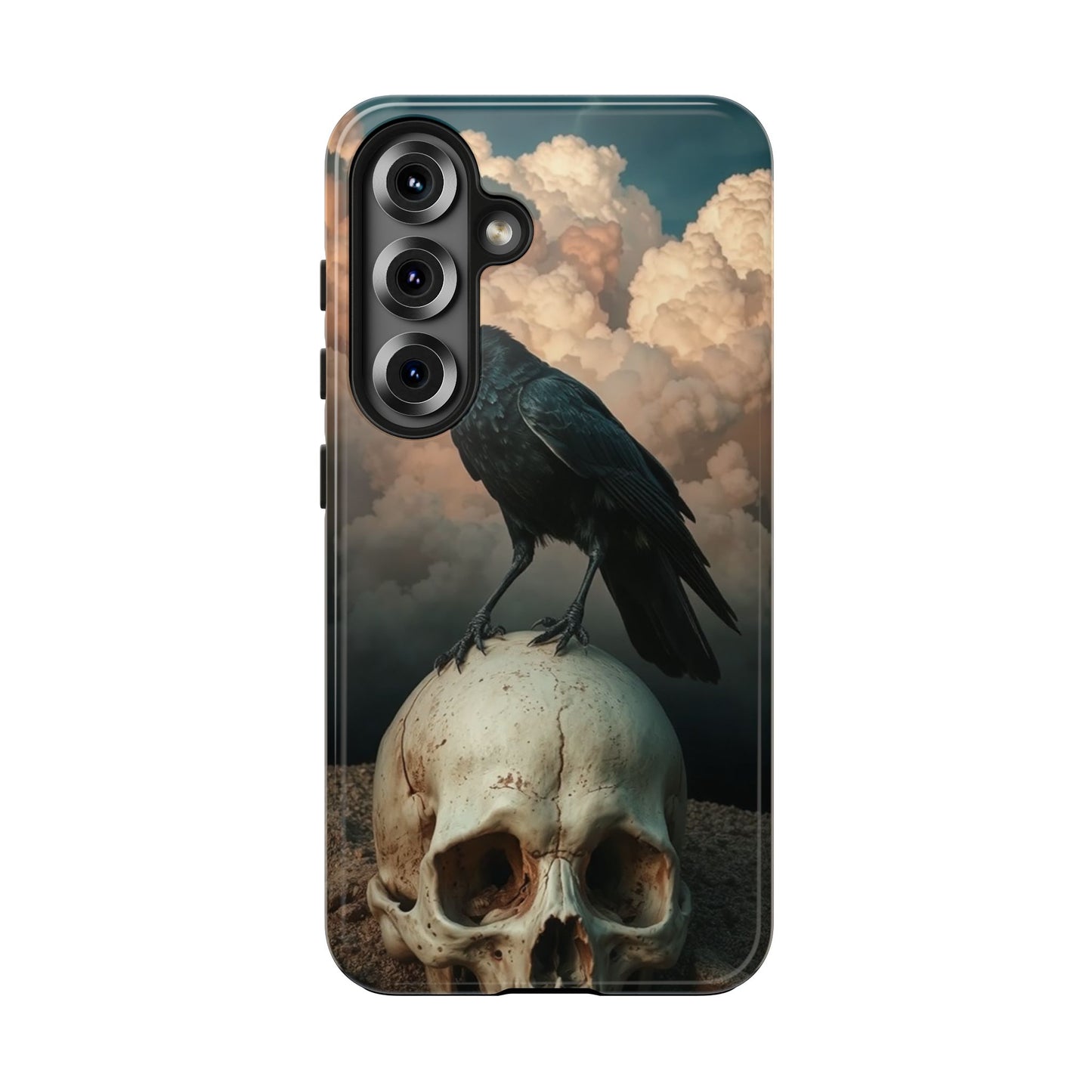 Gothic Raven Skull Tough Phone Case - Unique Protective Cover for Halloween Lovers
