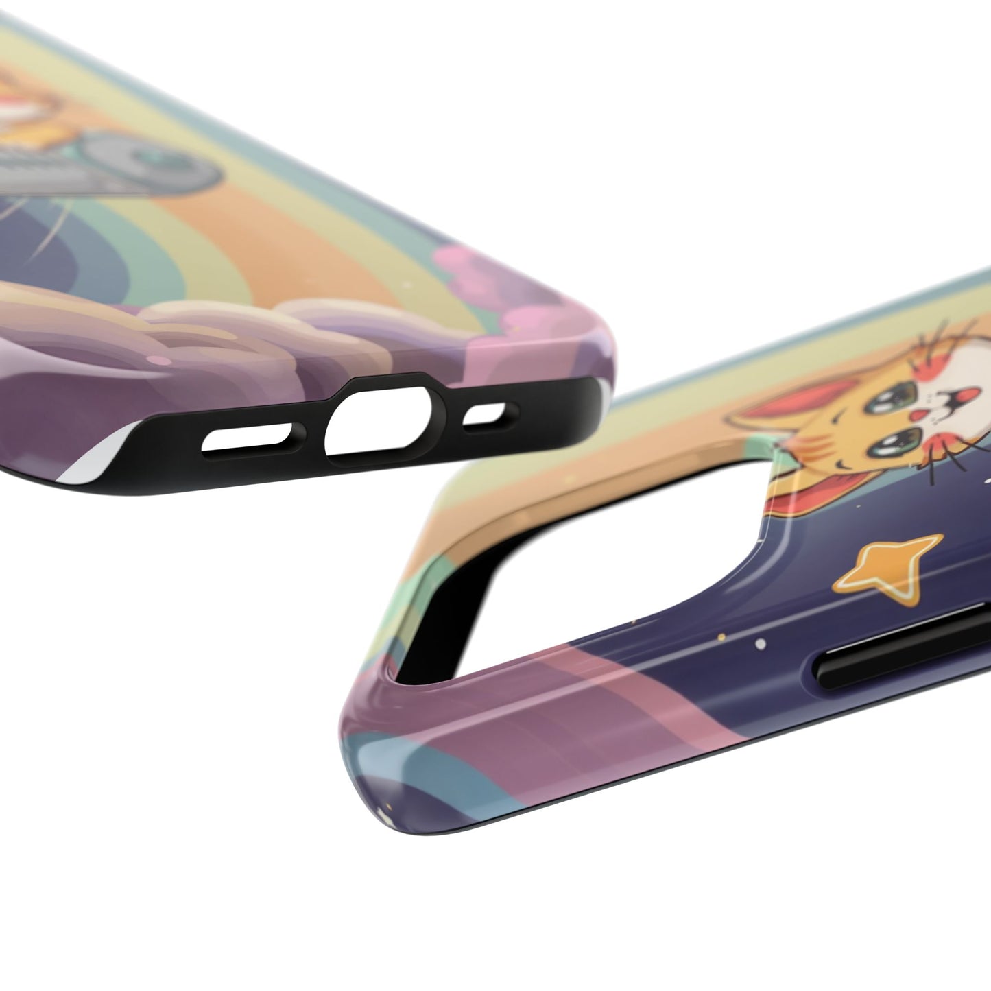 Cute Cat Rocket Phone Case - Vibrant and Playful Tough Case