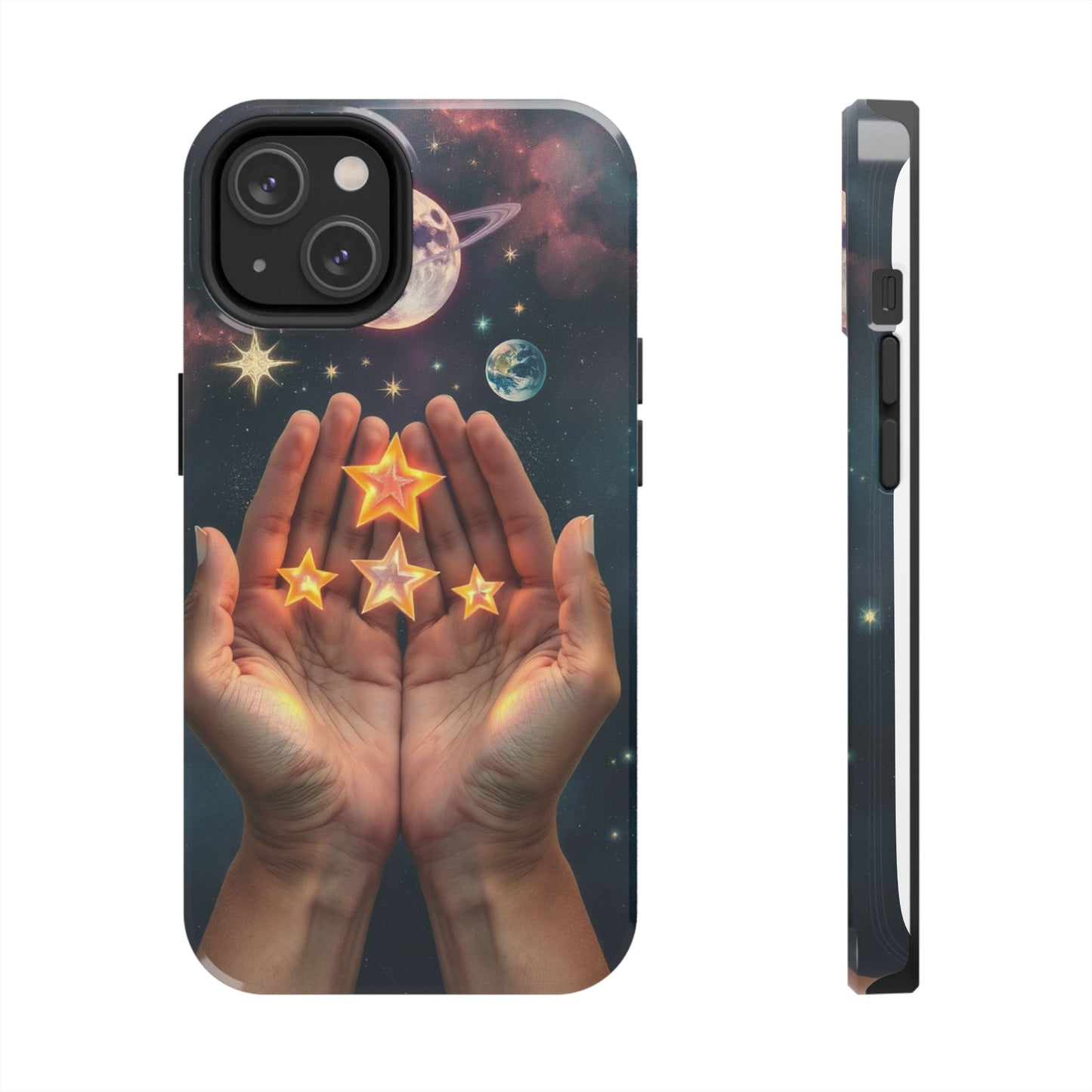 Galaxy Hands Tough Phone Case - Celestial Design for Star Lovers