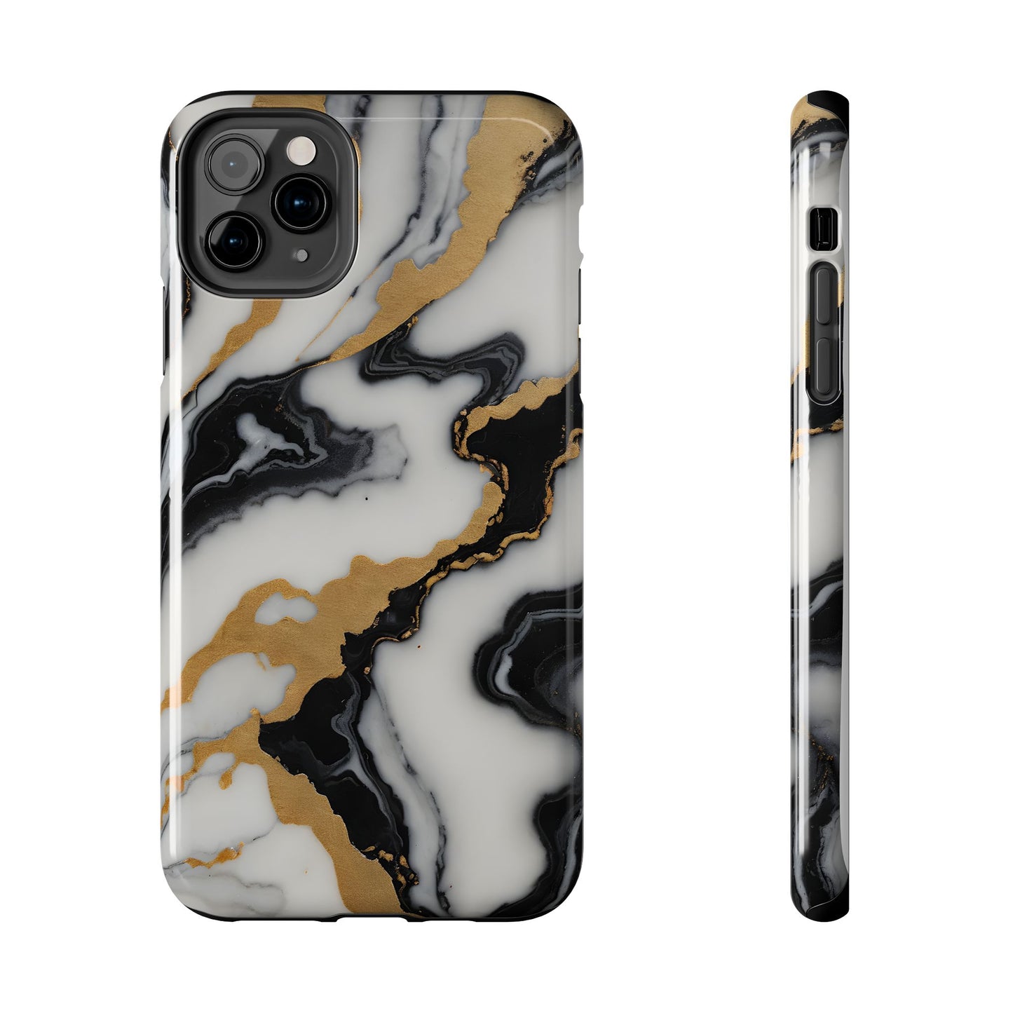Elegant Gold Marble Tough Phone Case - Stylish Protection for Your iPhone