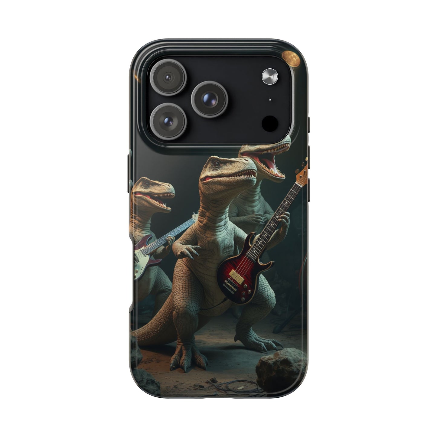 Rockin' Dinosaur Tough Phone Cases - Perfect for Music Lovers and Kids!