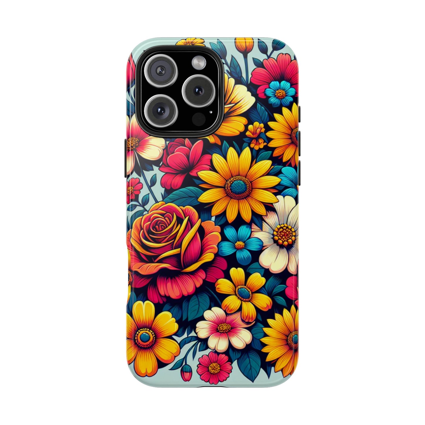 Vibrant Floral Tough Phone Case - Colorful Flower Design - for iPhone