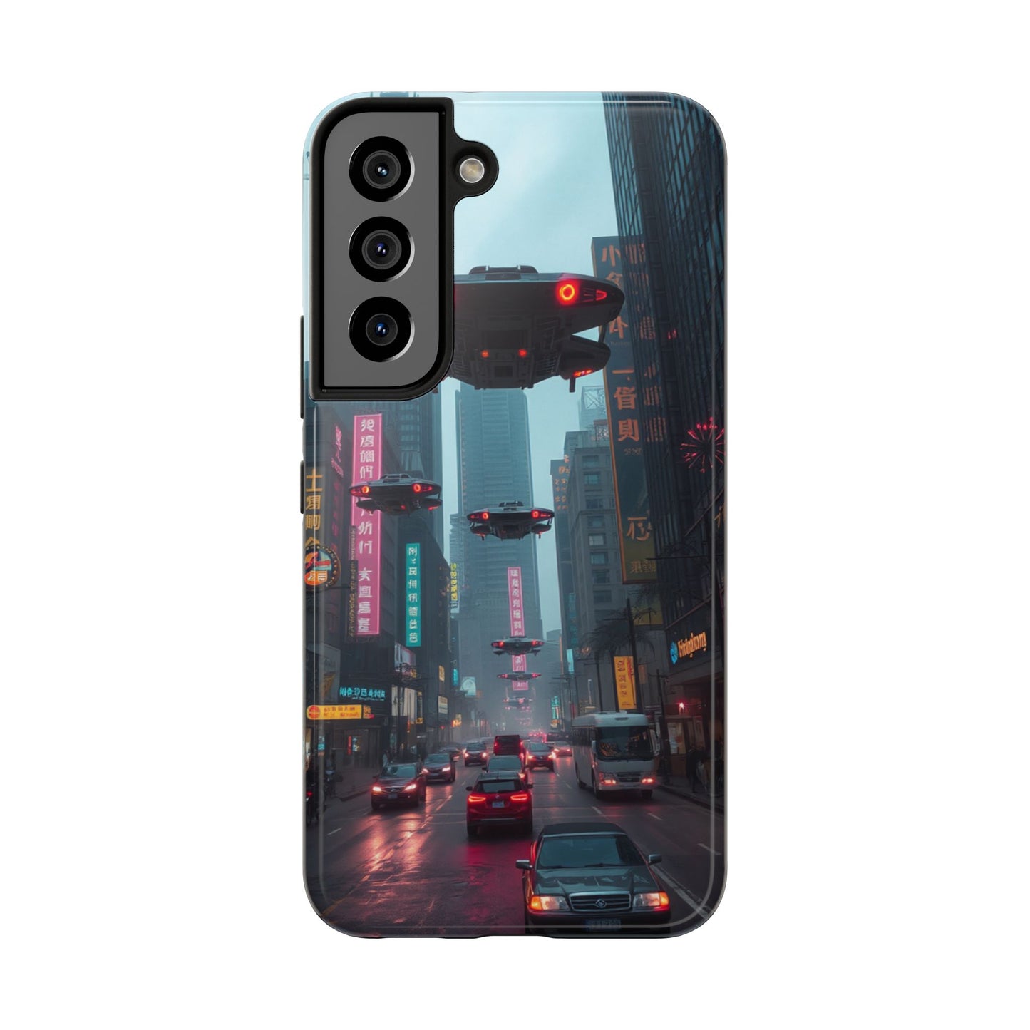 Futuristic City Tough Phone Case - Sci-Fi Design for Urban Explorers