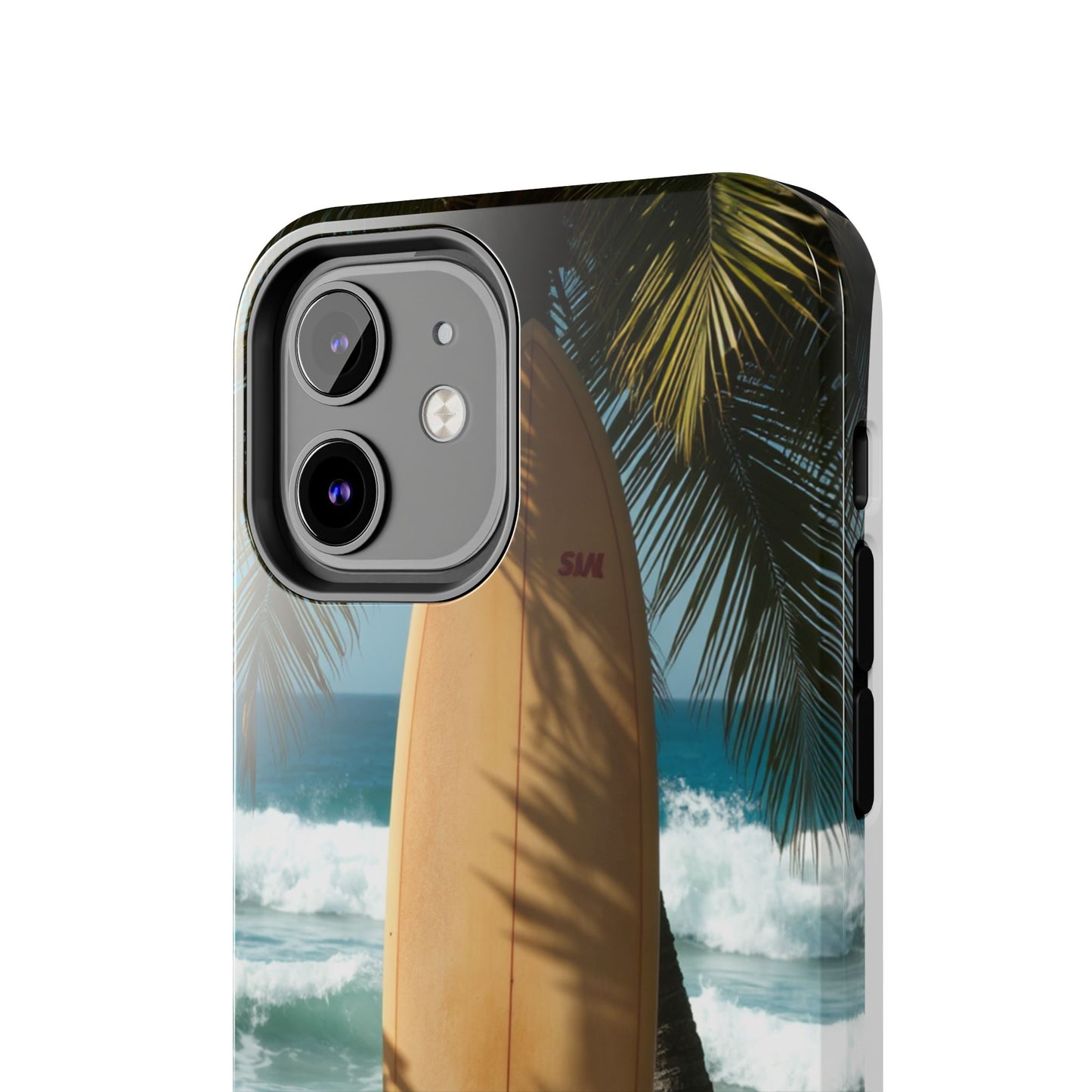 Tough Surfing Phone Case - Beach Vibes with Palm Trees & Surfboard