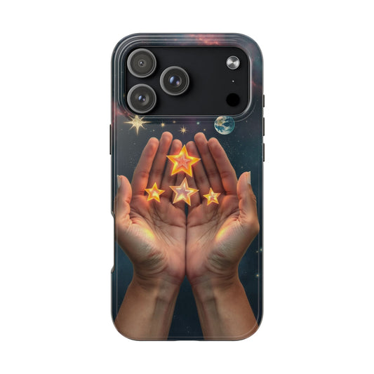 Galaxy Hands Tough Phone Case - Celestial Design for Star Lovers