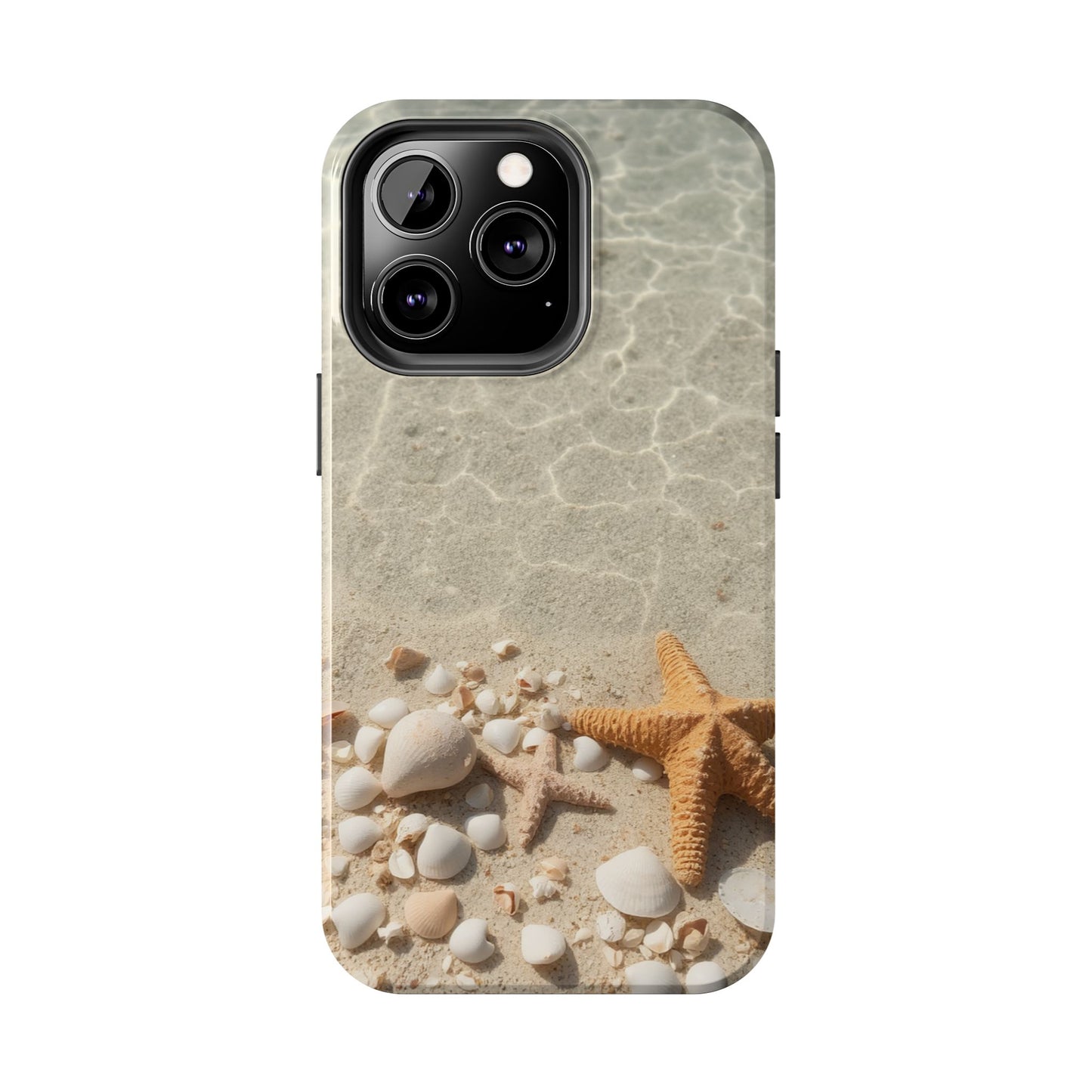Beach-Inspired Tough Phone Case with Starfish and Seashell Design