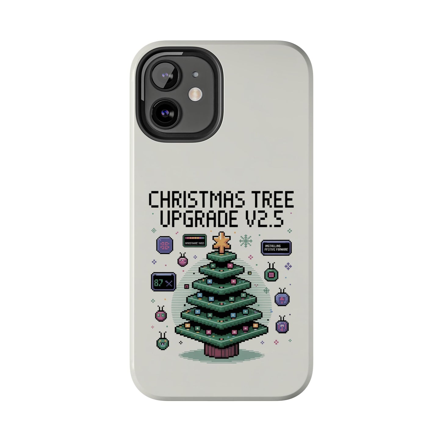 Christmas Tree Upgrade Tough iPhone Case - Pixel Art Design