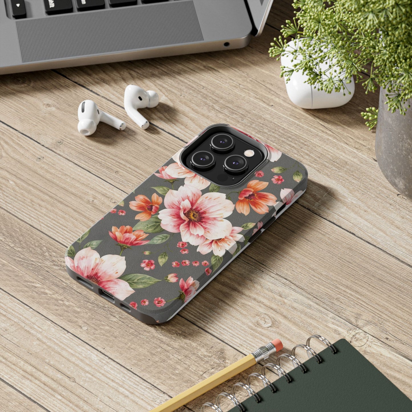 Floral Pink Tough Phone Case - Stylish & Durable Floral Design - for iPhone