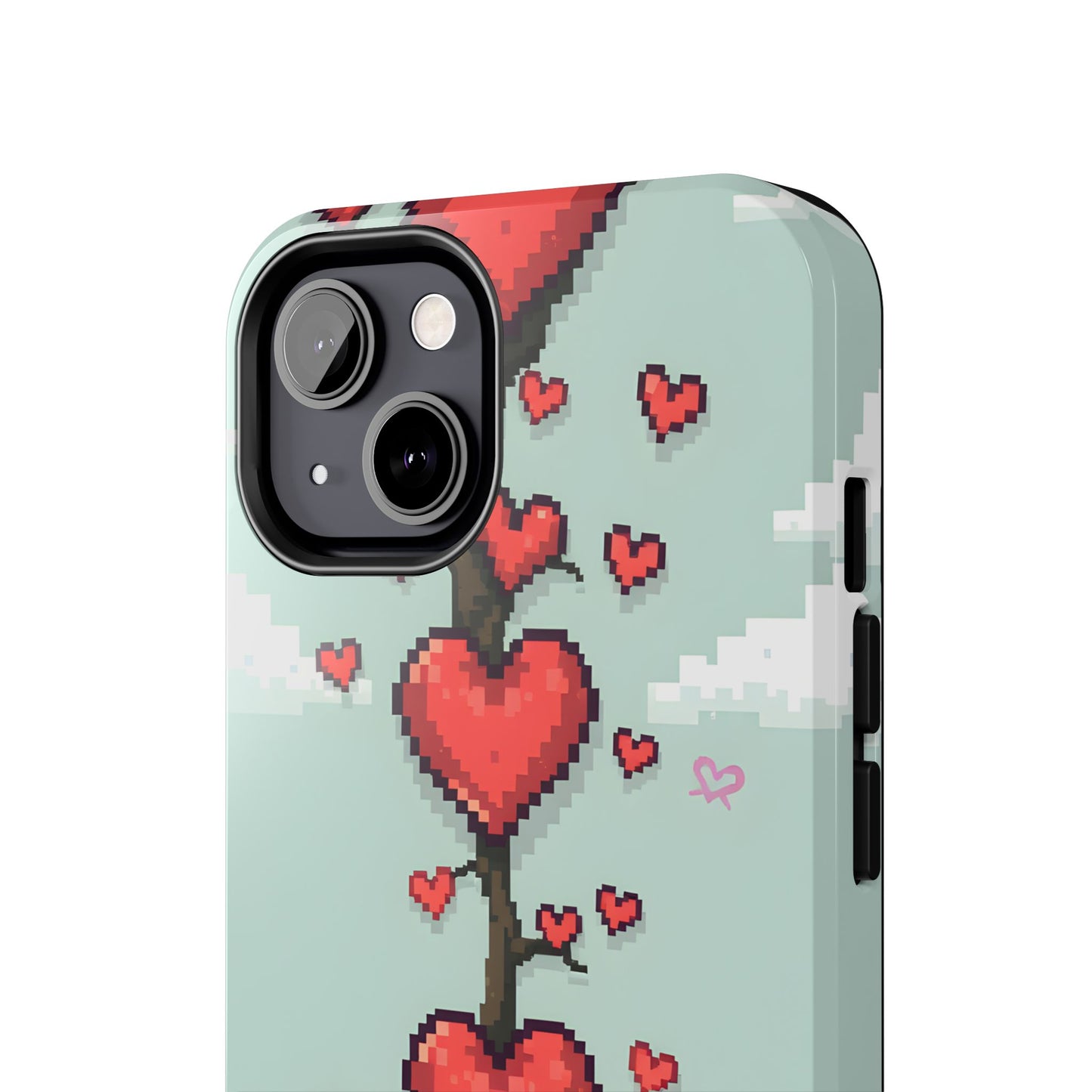 Pixelated Love Hearts Tree | Tough Phone Case - Cute Design - for iPhone