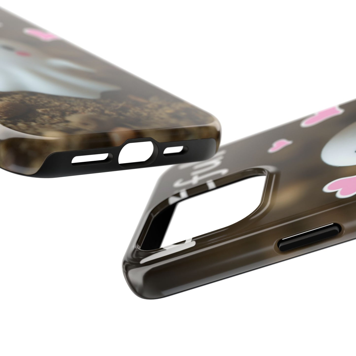 Cute Ghost Tough Phone Case - Beautiful Design with Heart Accents