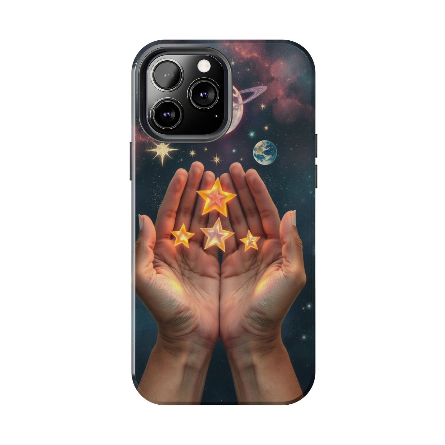 Galaxy Hands Tough Phone Case - Celestial Design for Star Lovers