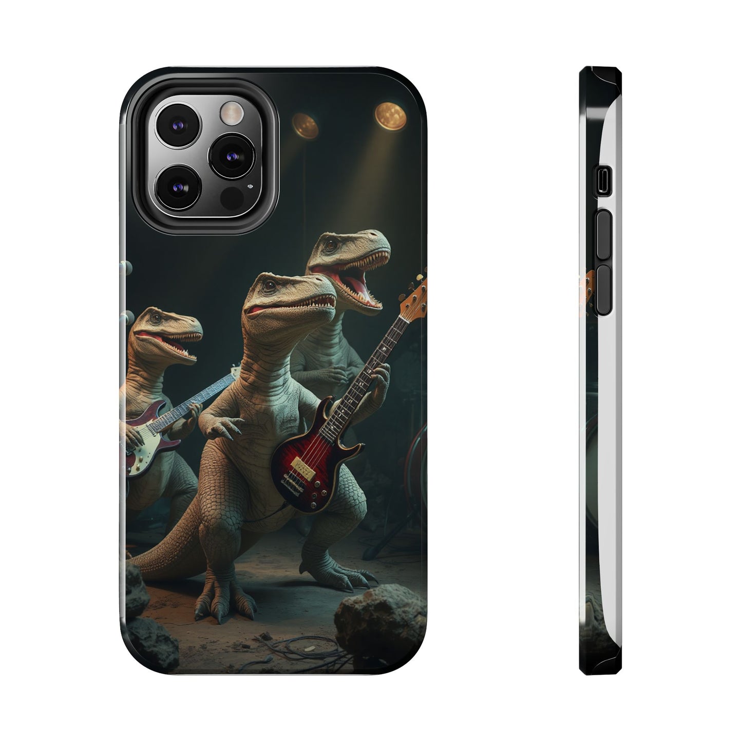 Rockin' Dinosaur Tough Phone Cases - Perfect for Music Lovers and Kids!
