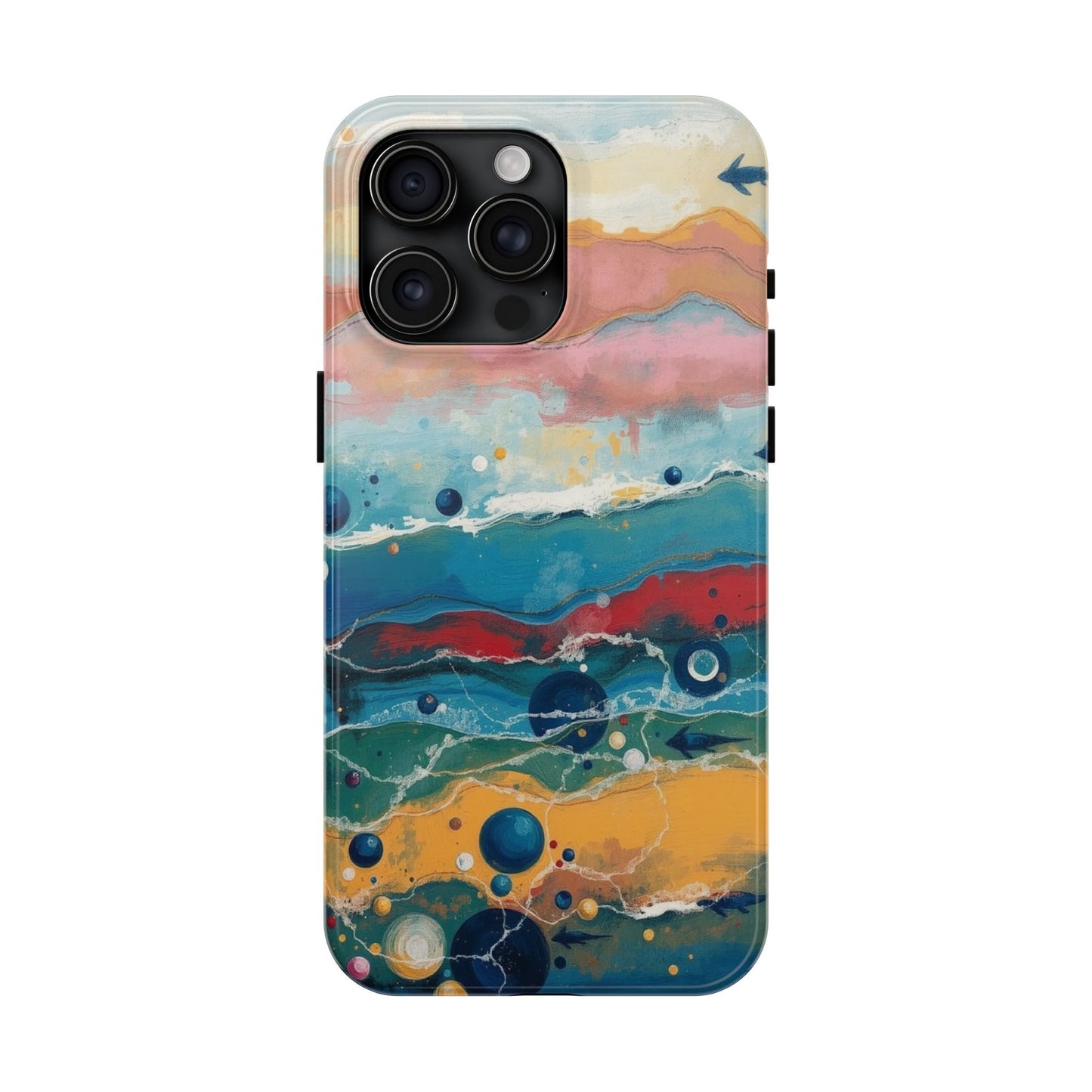 Artistic Tough Phone Case - Vibrant Waves Design for Unique Style
