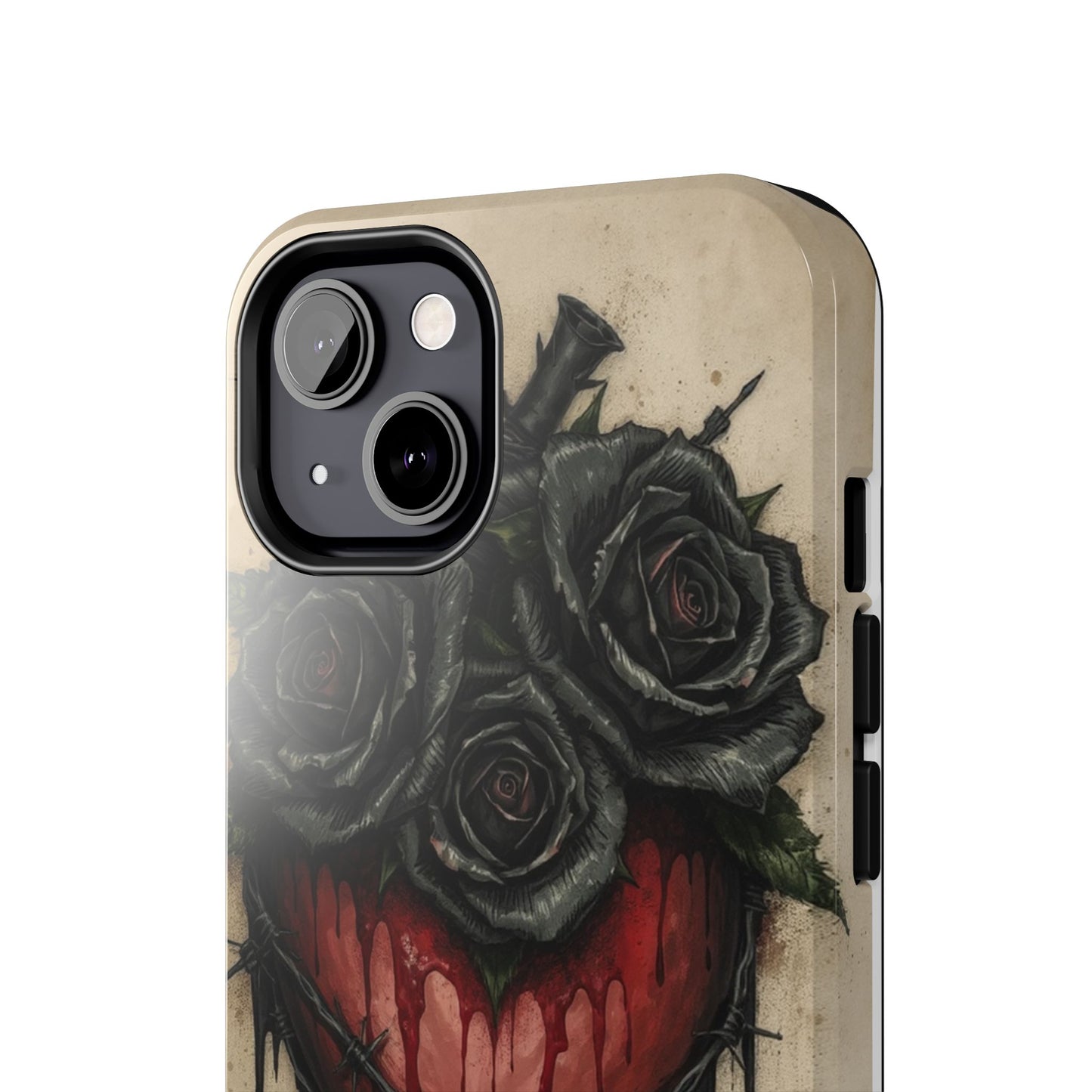 Gothic Heart Phone Case with Roses - Tough & Durable Design