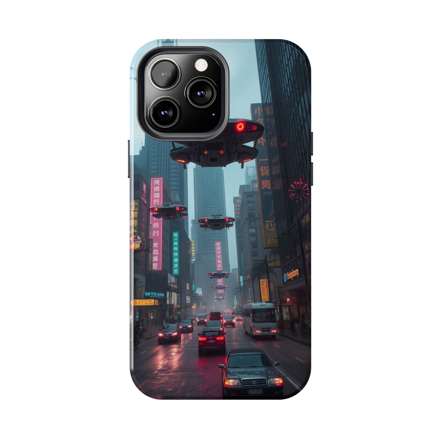 Futuristic City Tough Phone Case - Sci-Fi Design for Urban Explorers