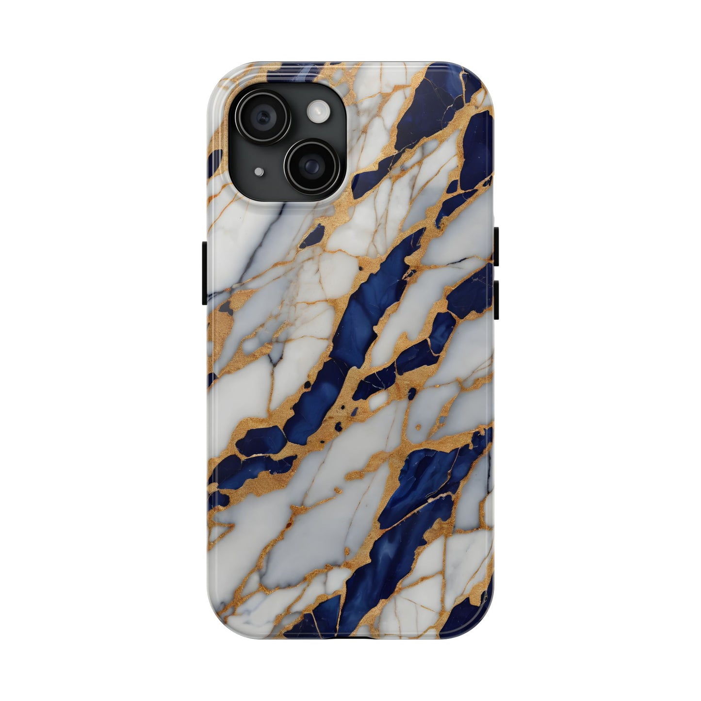 Stunning Marble Tough Phone Case - Elegant Blue & Gold Design Stylish Protection - for iPhone