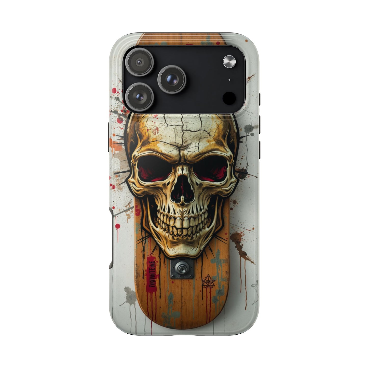 Edgy Skull Tough Phone Case - Durable Protection for Skateboard Enthusiasts