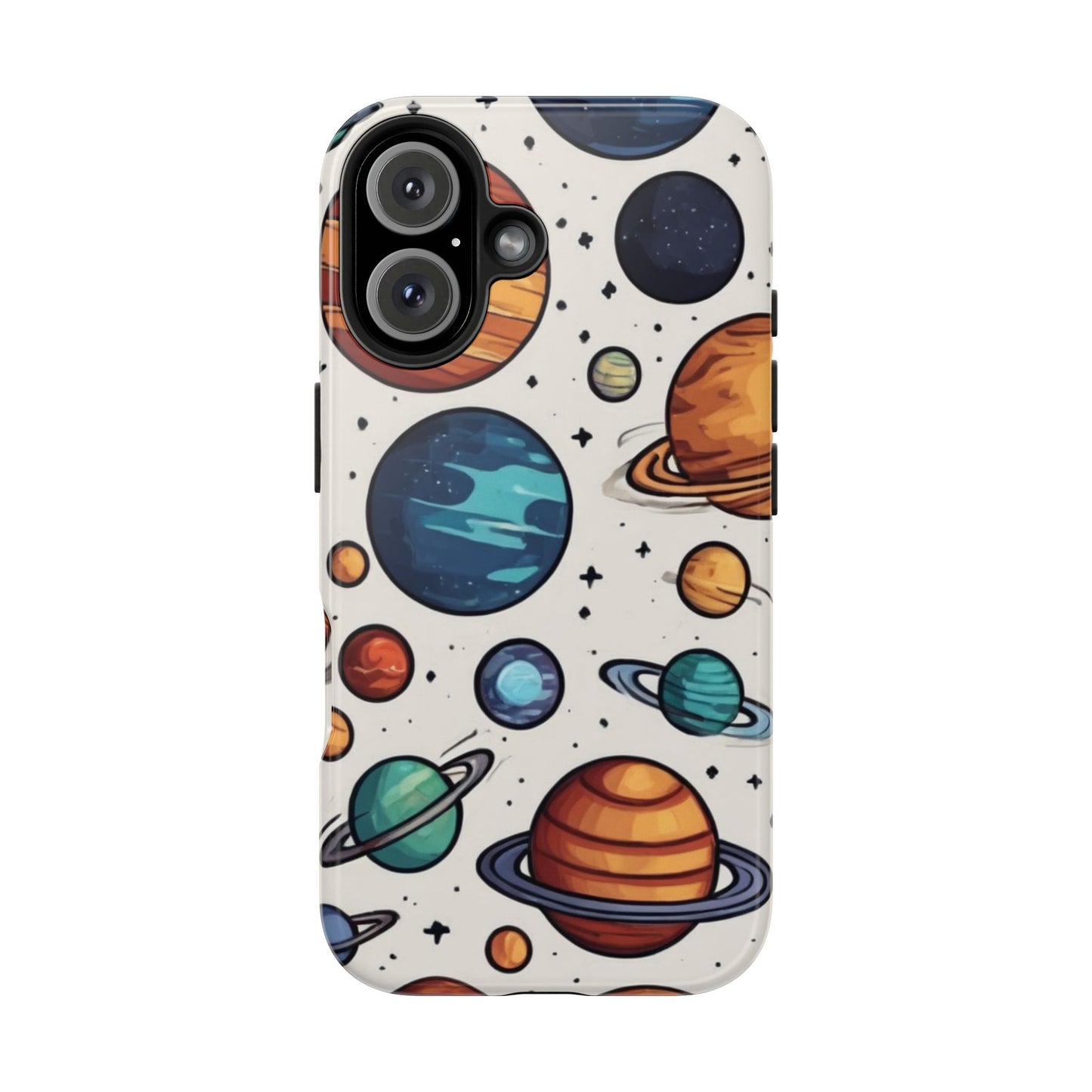 Cosmic Galaxy Tough Phone Case - Planetary Cartoon Design - for iPhone