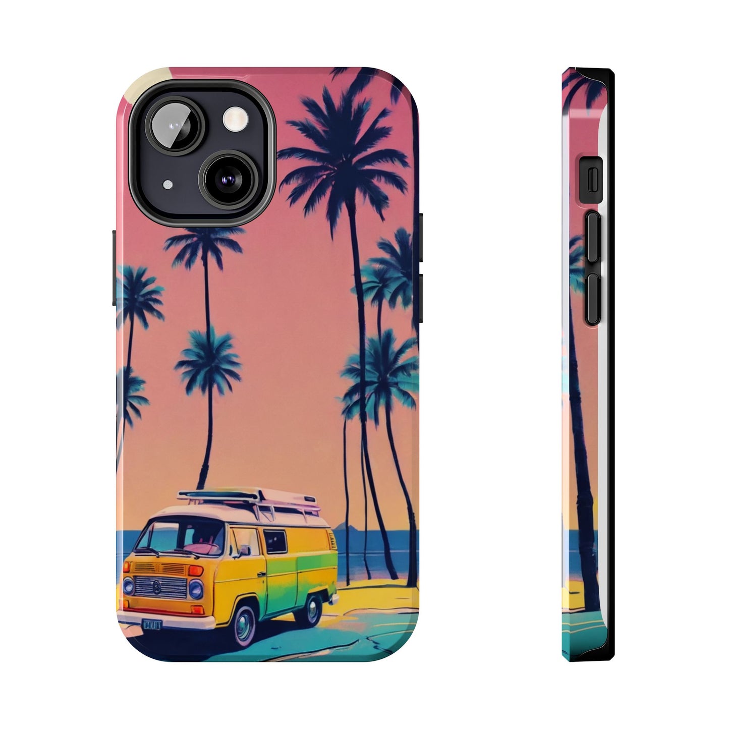 Tropical Beach Vibe Tough Phone Case - Vintage Van Design - for iPhone