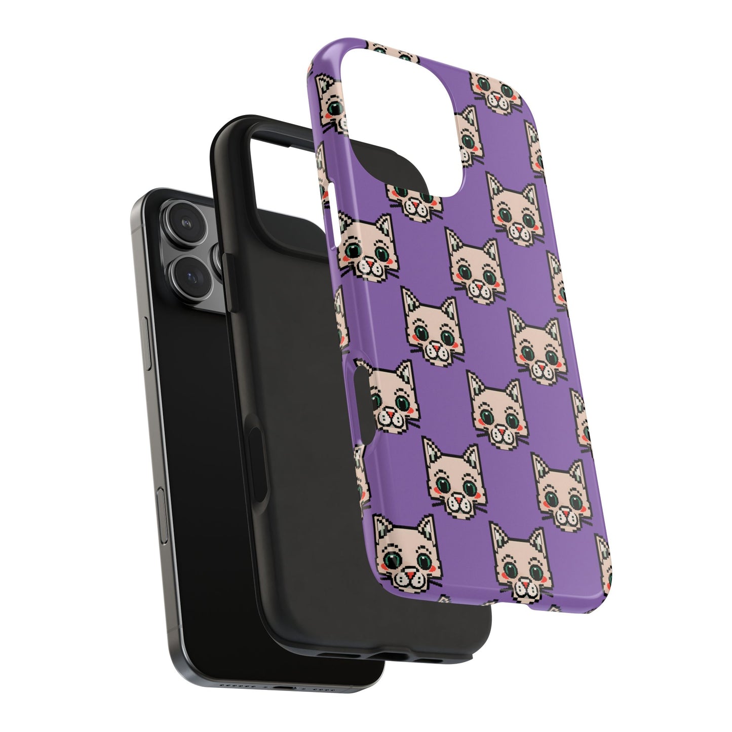 Cute Pixel Cat Tough Phone Case – Fun and Durable Protection for Cat Lovers - for iPhone