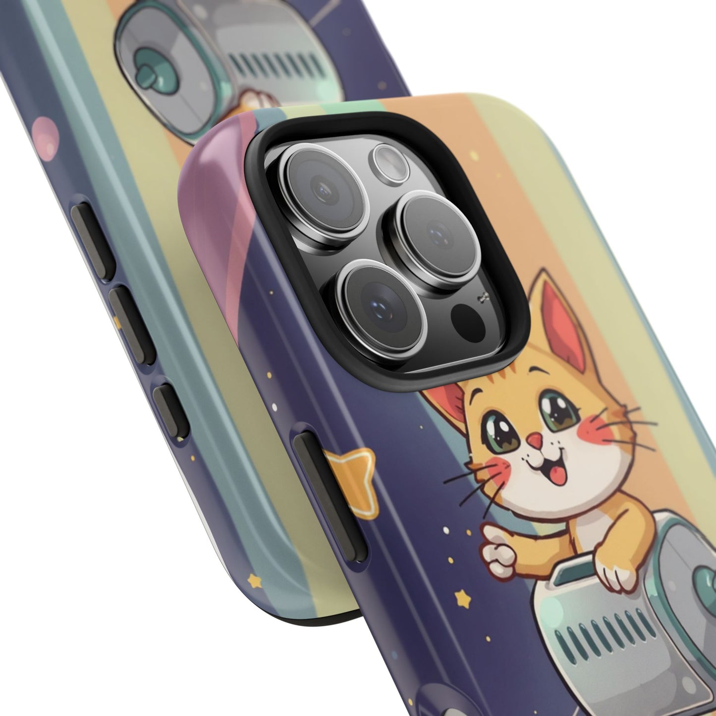 Cute Cat Rocket Phone Case - Vibrant and Playful Tough Case