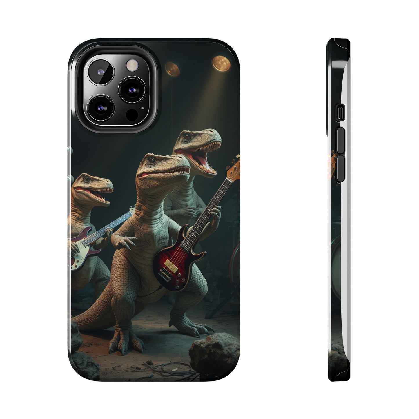 Rockin' Dinosaur Tough Phone Cases - Perfect for Music Lovers and Kids!