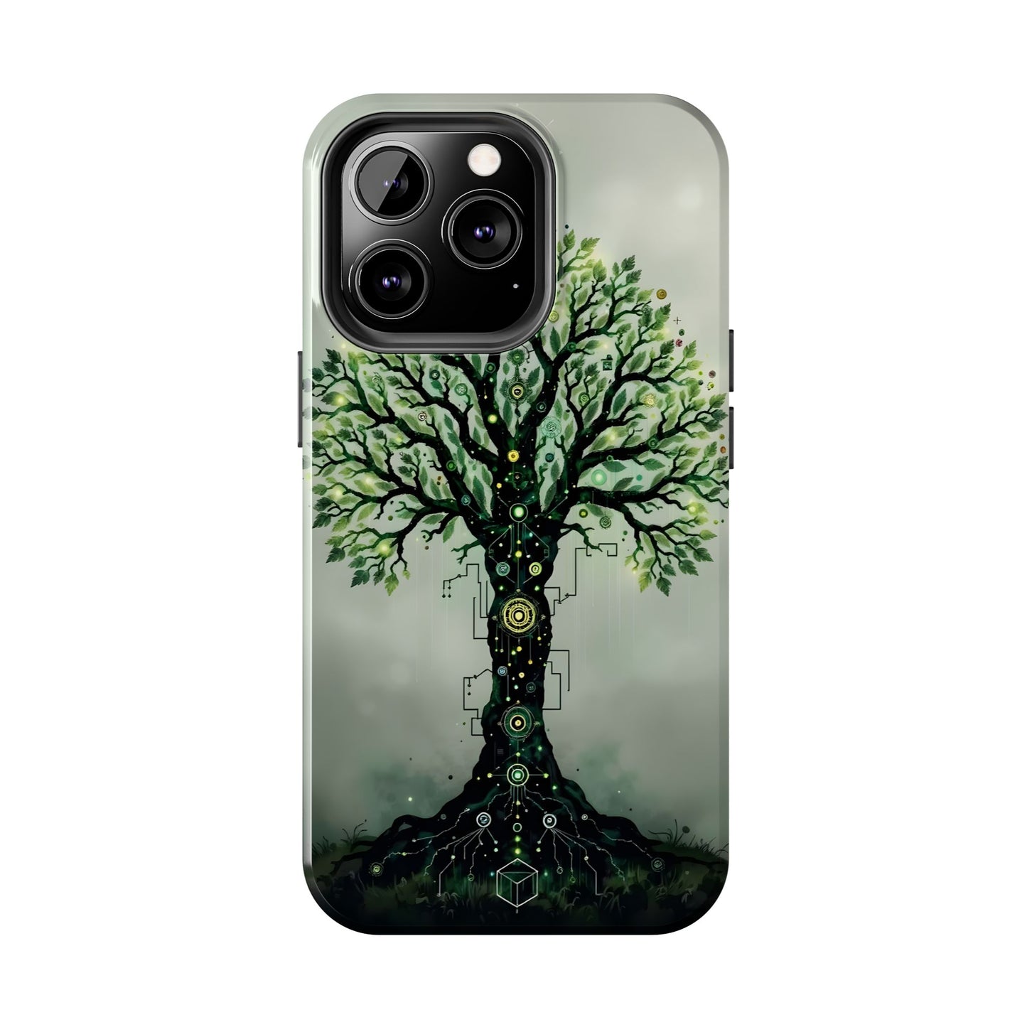 Nature-Inspired Tough Phone Case with Tech Tree Design - for iPhone