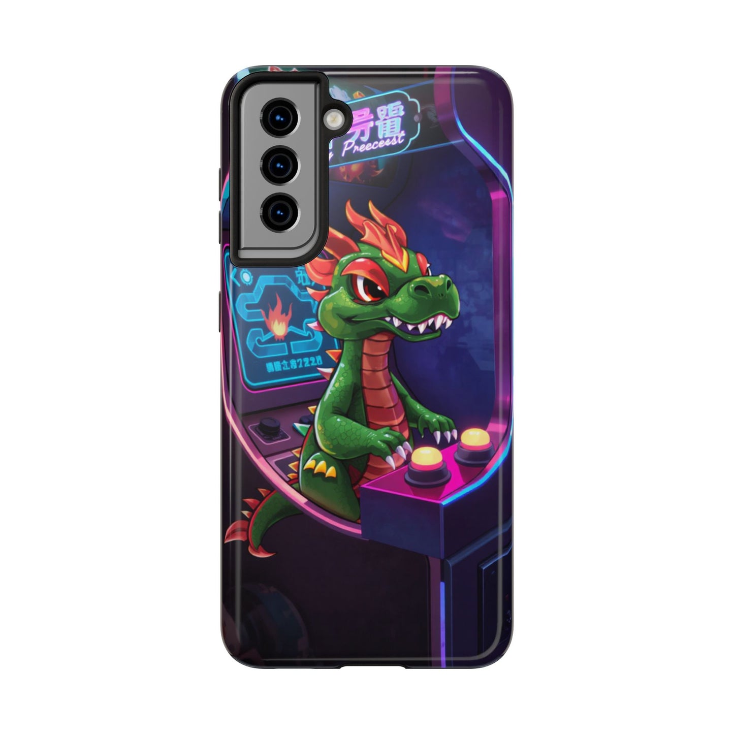 Retro Gamer Tough Phone Case with Dragon Design