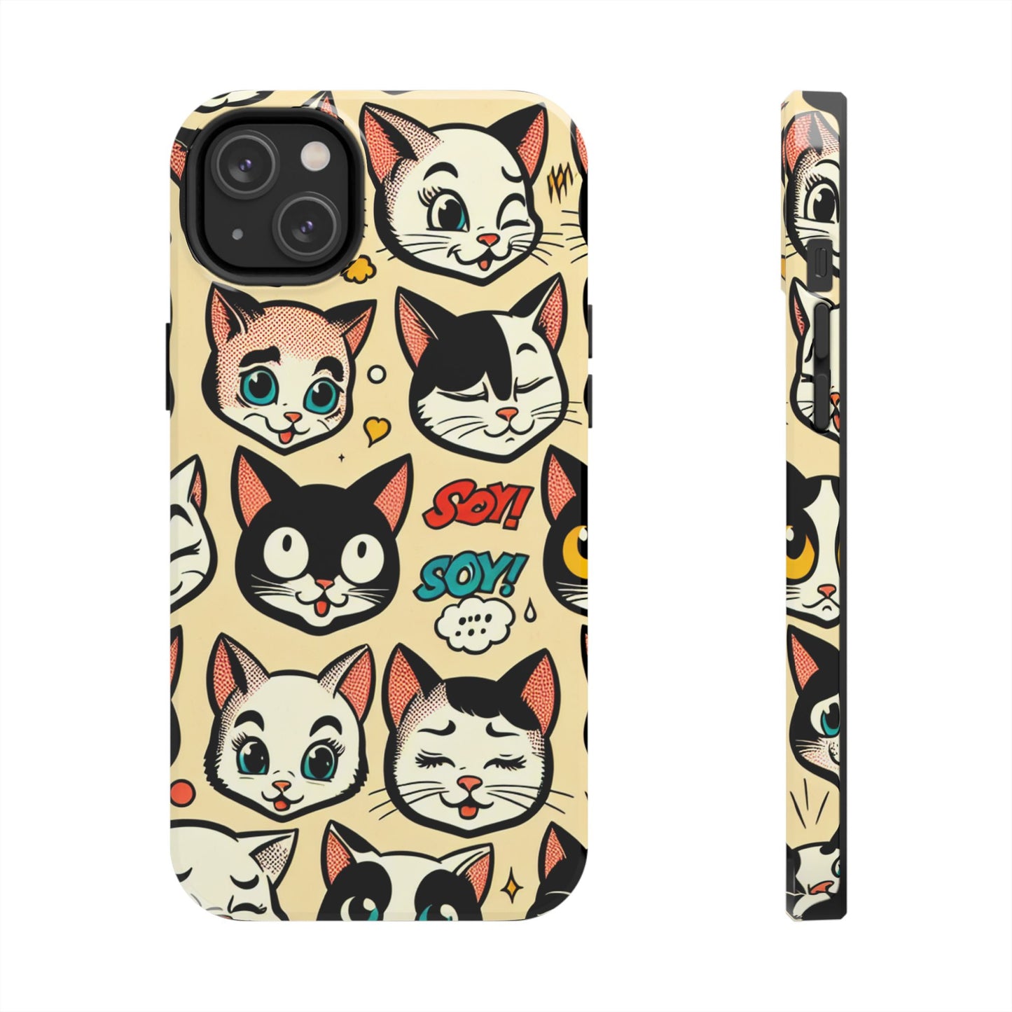 Playful Cat-Themed Tough Phone Case - Pet Pattern - for iPhone