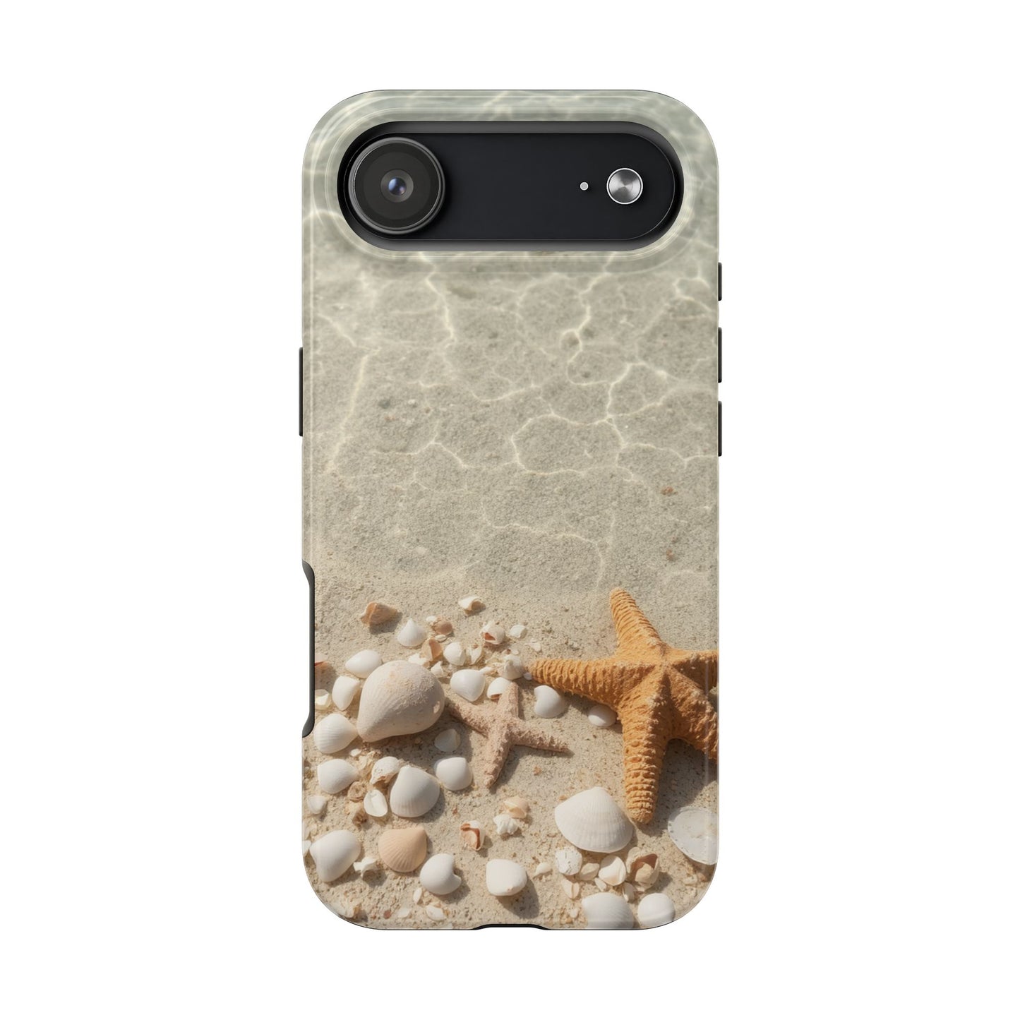 Beach-Inspired Tough Phone Case with Starfish and Seashell Design