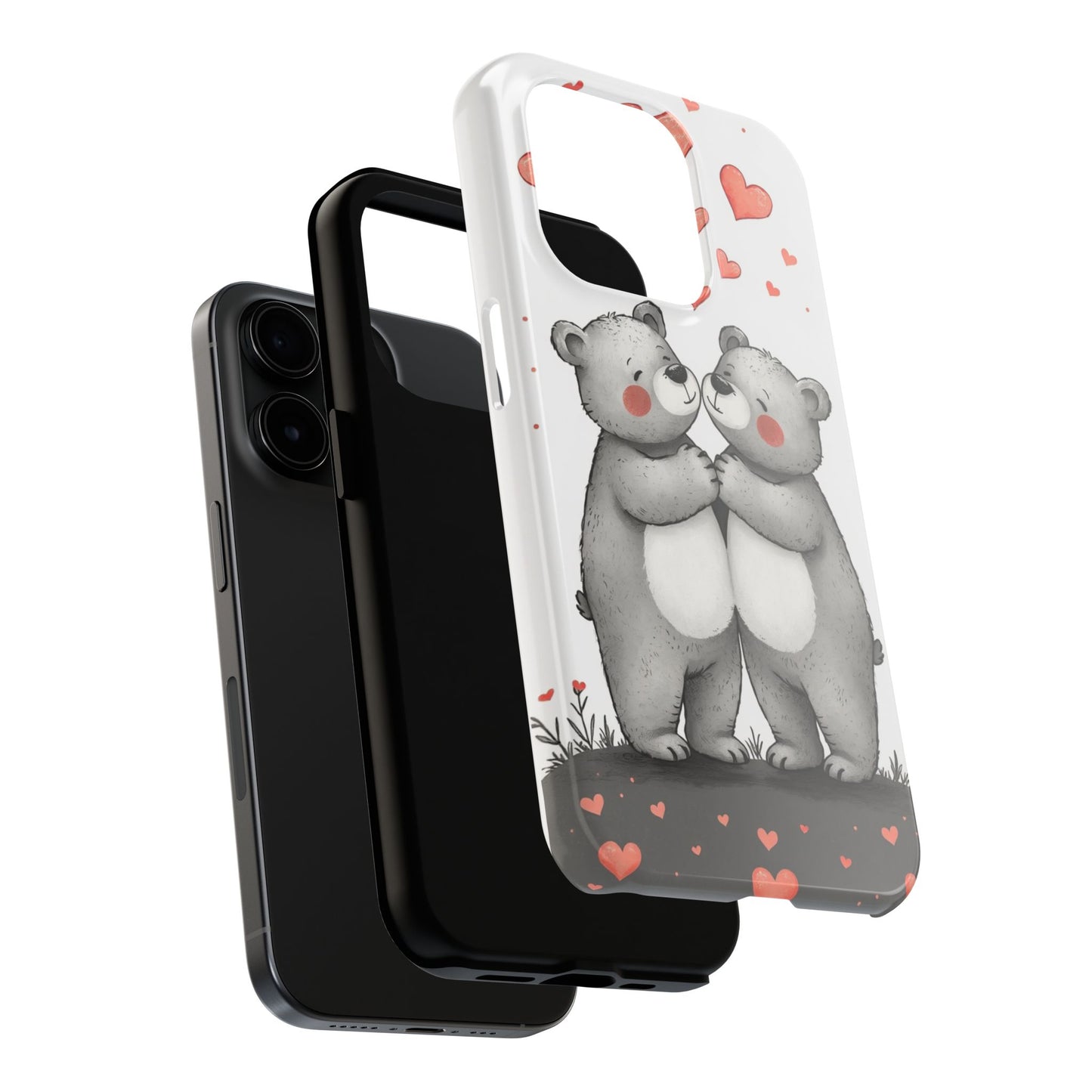 Cute Bear Love Tough Phone Case - Perfect for Valentine's Day & Couples